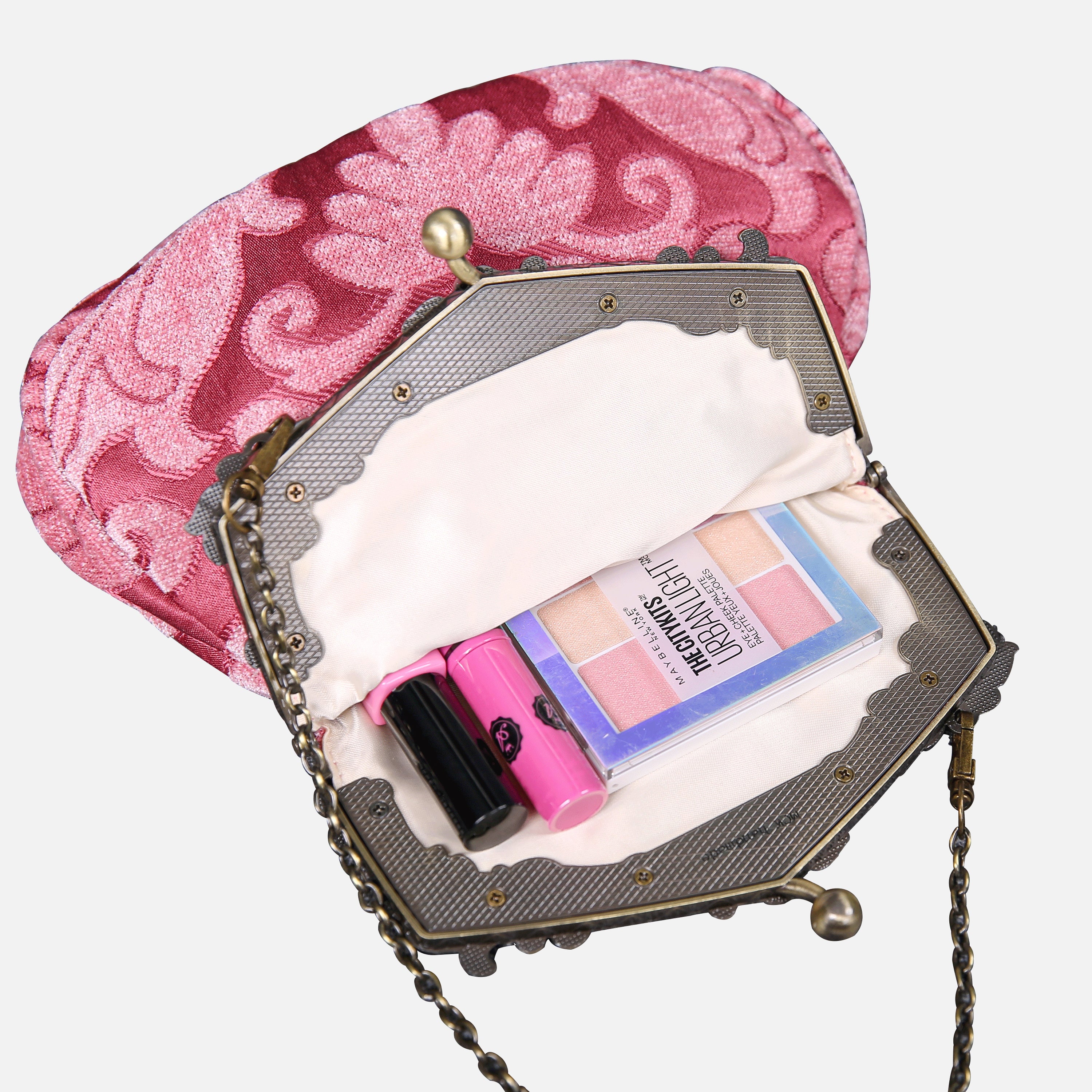 Queen Rose Pink Chatelaine Purse Large carpet bag MCW Handmade-1