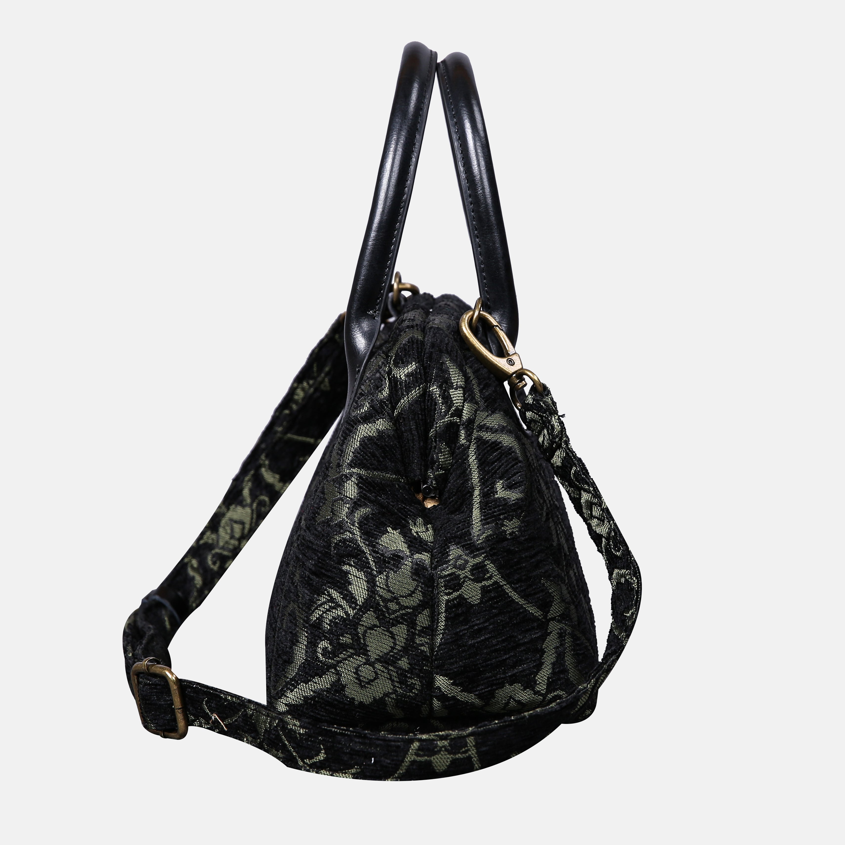 CARNABY Black/Dark Green Carpet Satchel carpet bag MCW Handmade-2