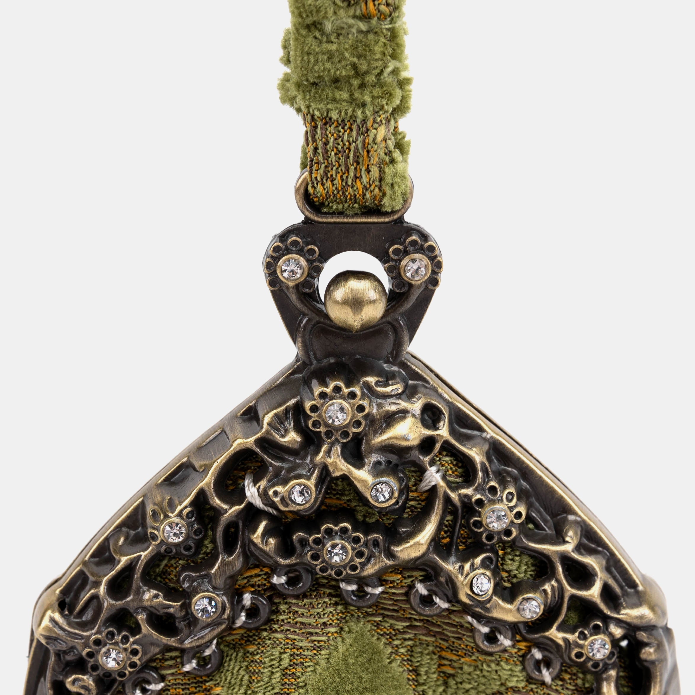 Burnout Velvet Fern Green Chatelaine Purse Wristlet Bag detail