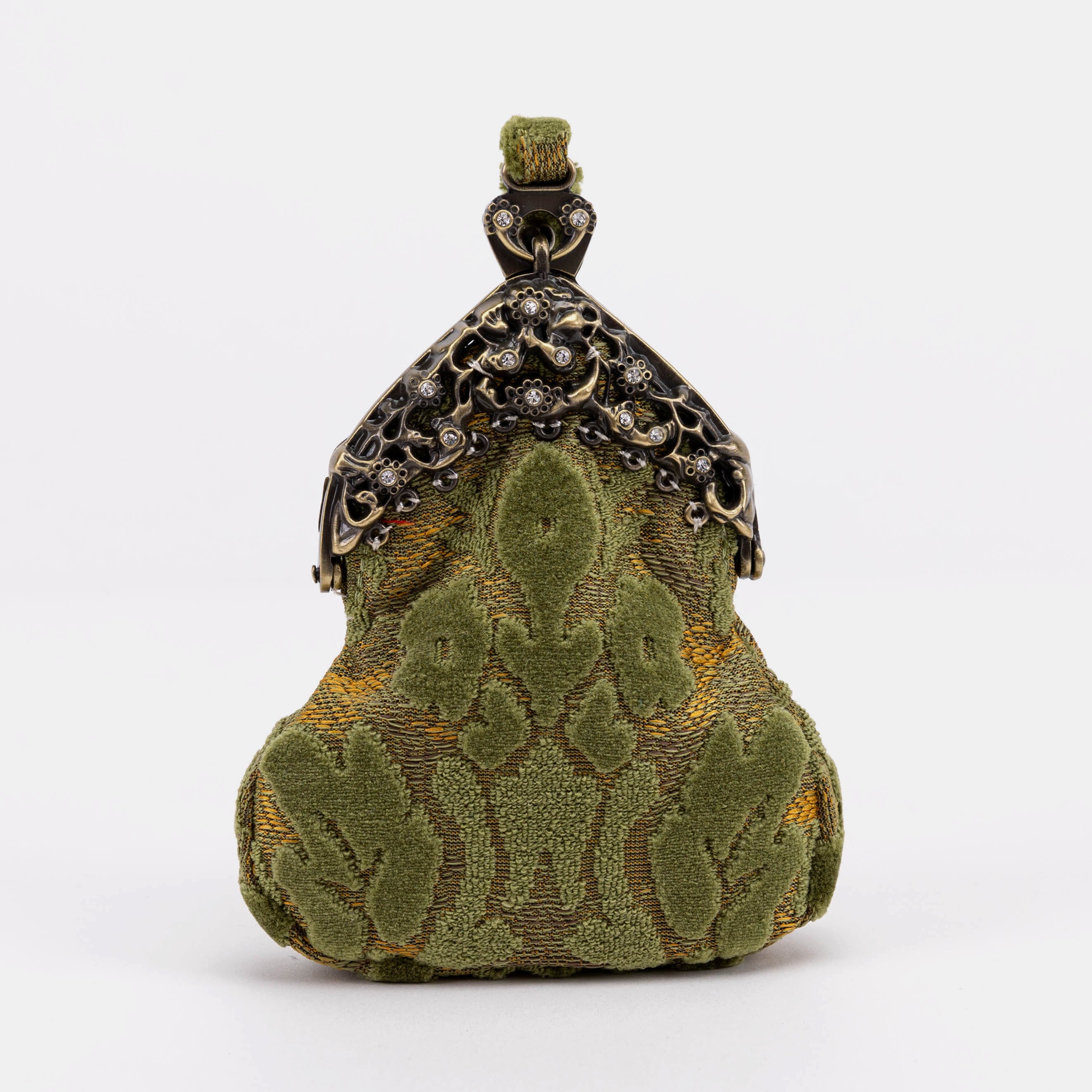 Burnout Velvet Fern Green Chatelaine Purse Wristlet Bag back