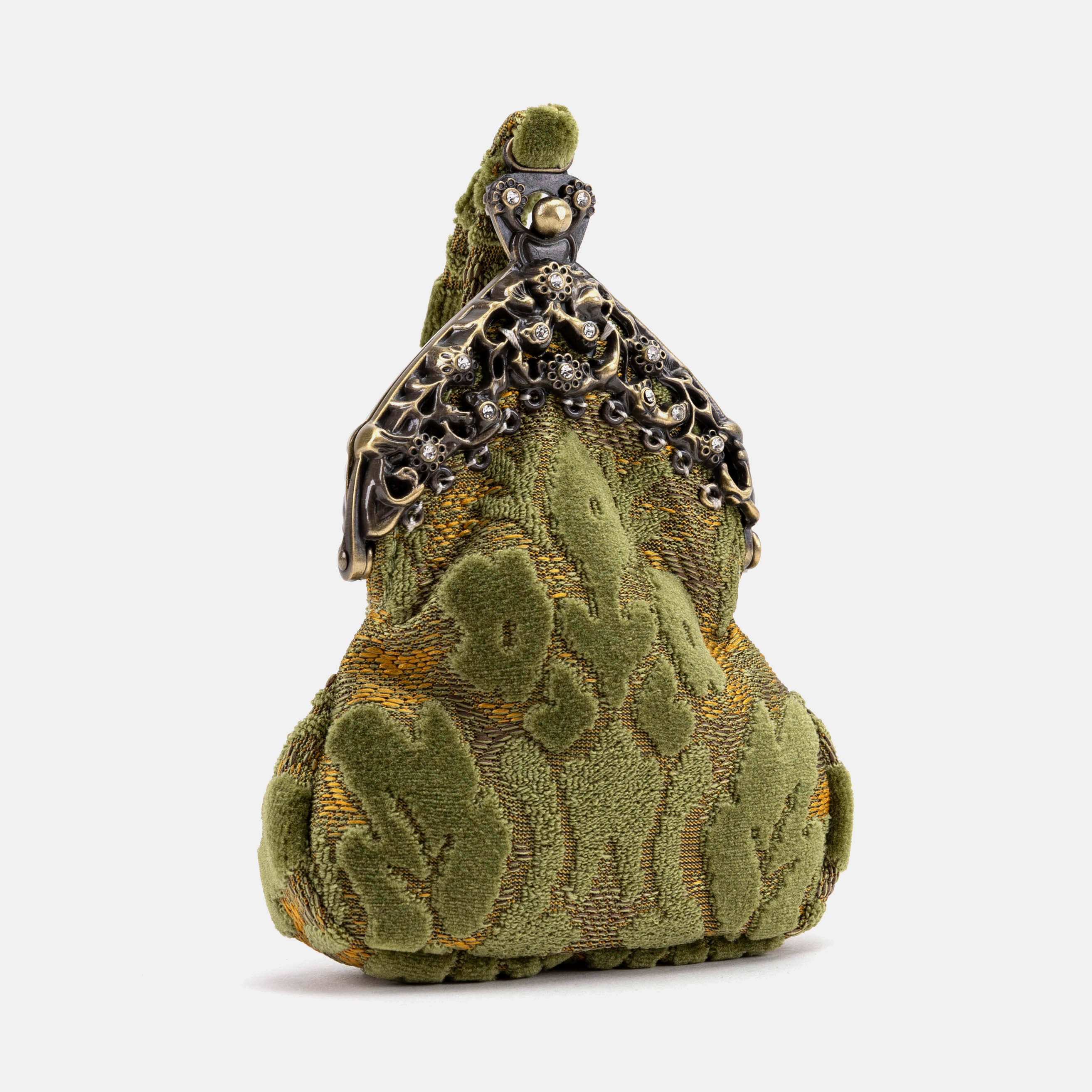 Burnout Velvet Fern Green Chatelaine Purse Wristlet Bag front side