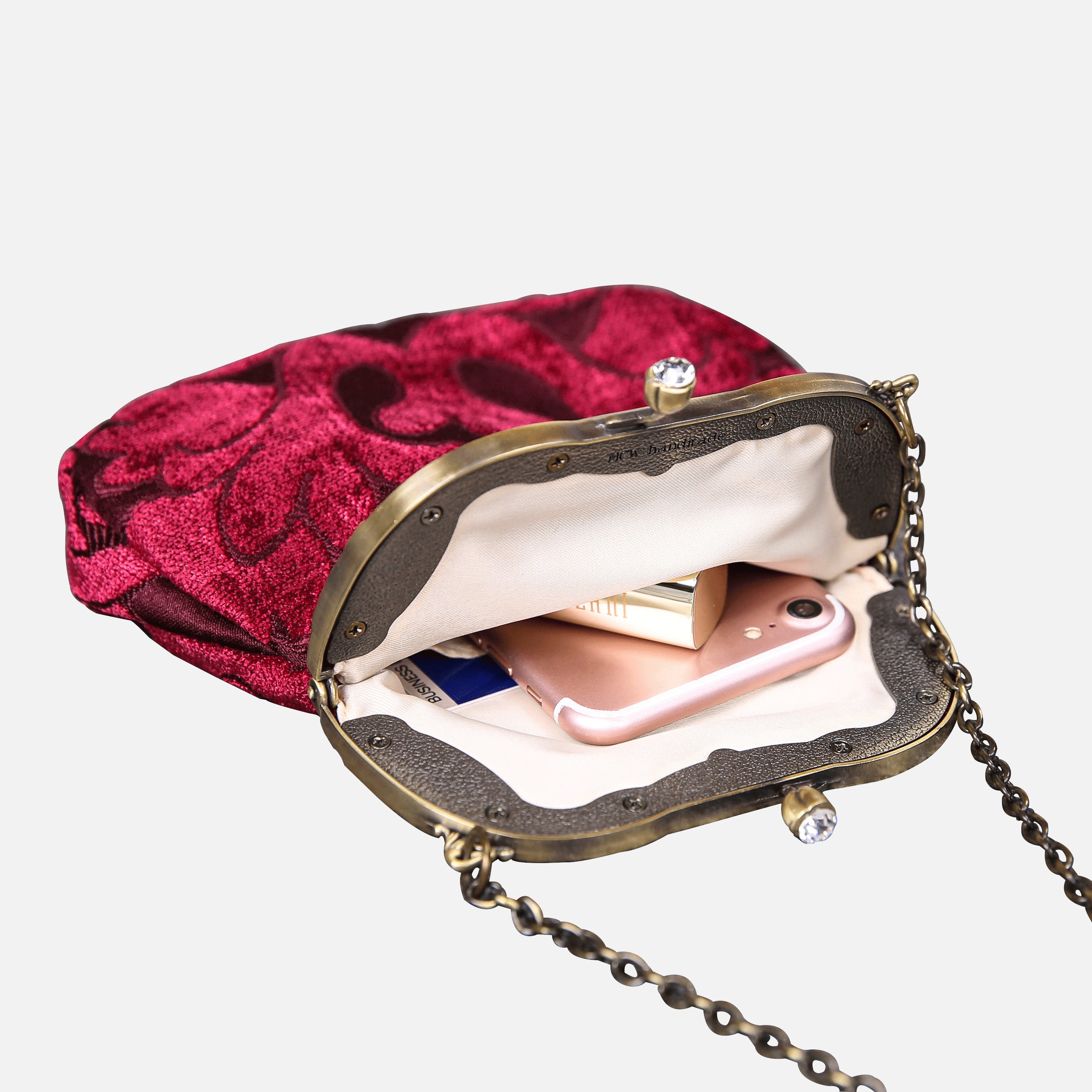Queen Wine Chatelaine Purse Medium carpet bag MCW Handmade-2