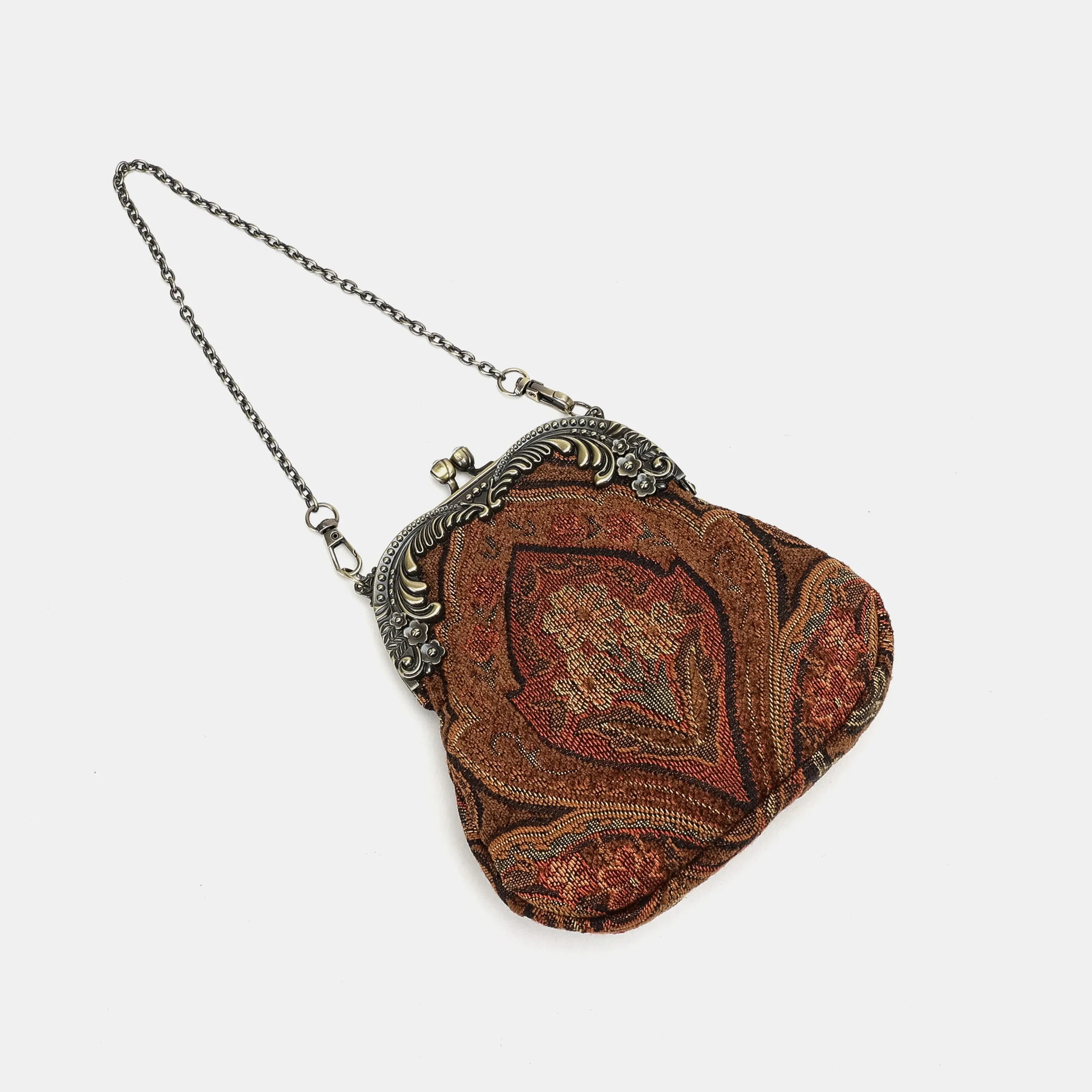 Damask D. Brown Chatelaine Purse Medium Carpetbag of America lying