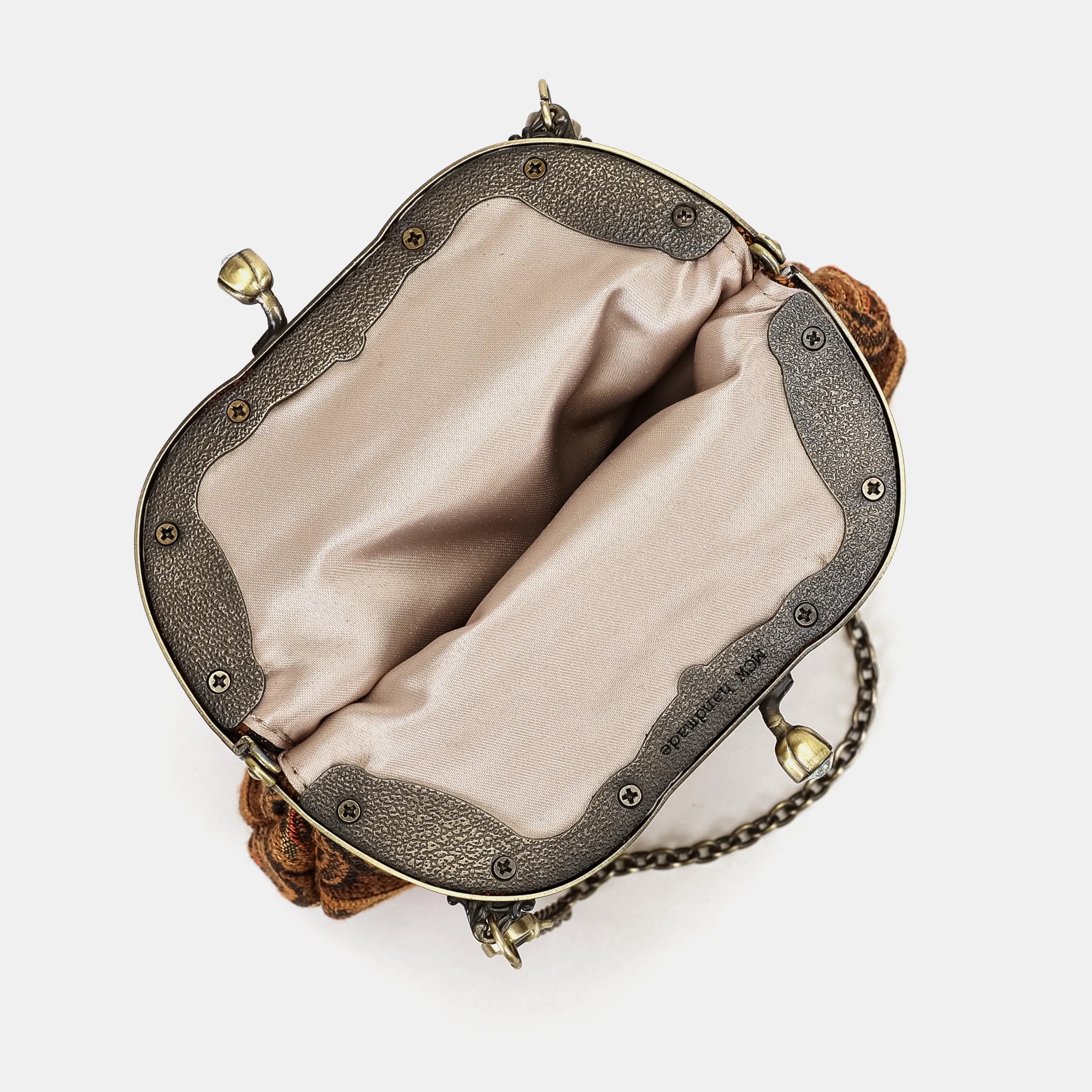 Damask D. Brown Chatelaine Purse Medium Carpetbag of America opening