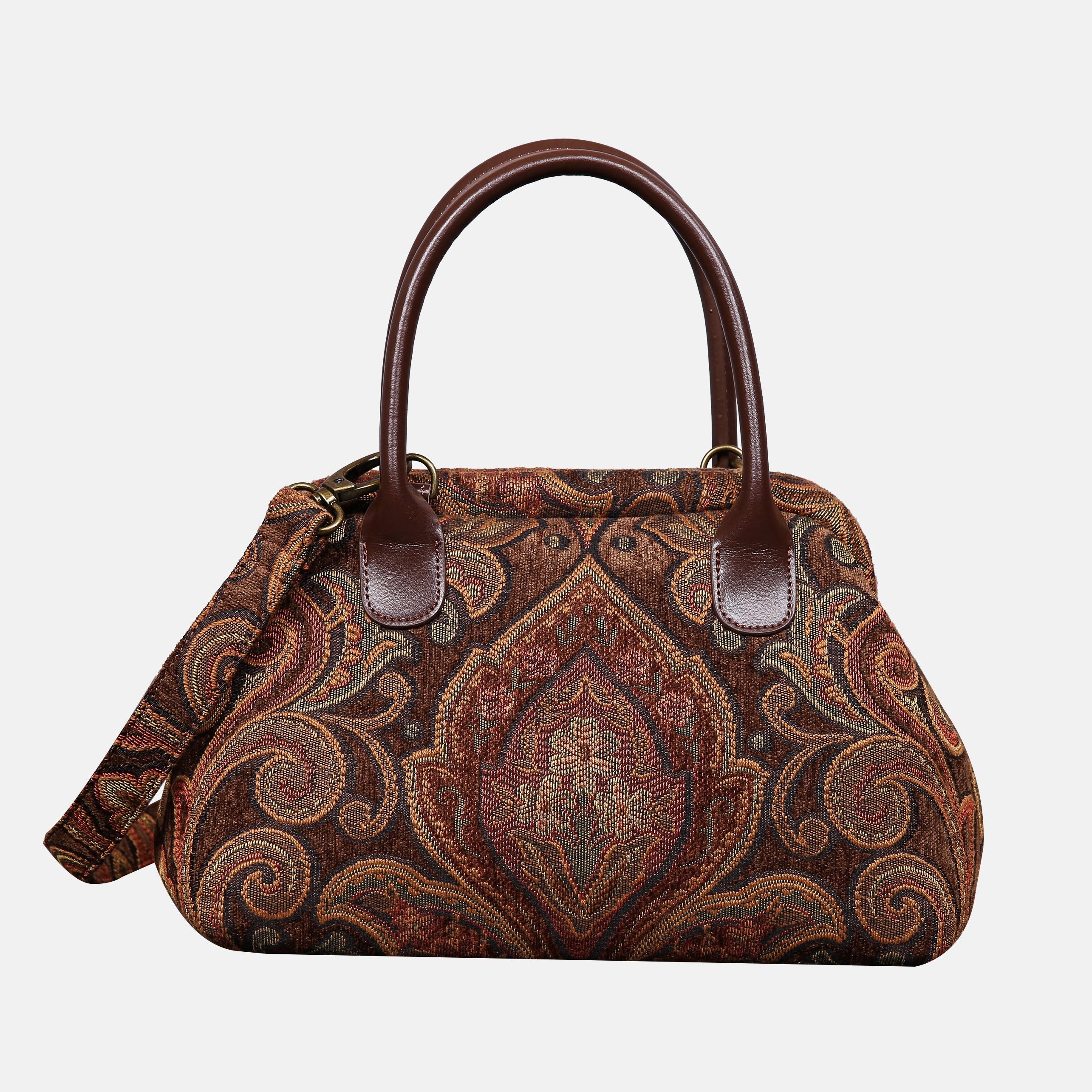 Damask D. Brown Carpet Satchel carpet bag MCW Handmade