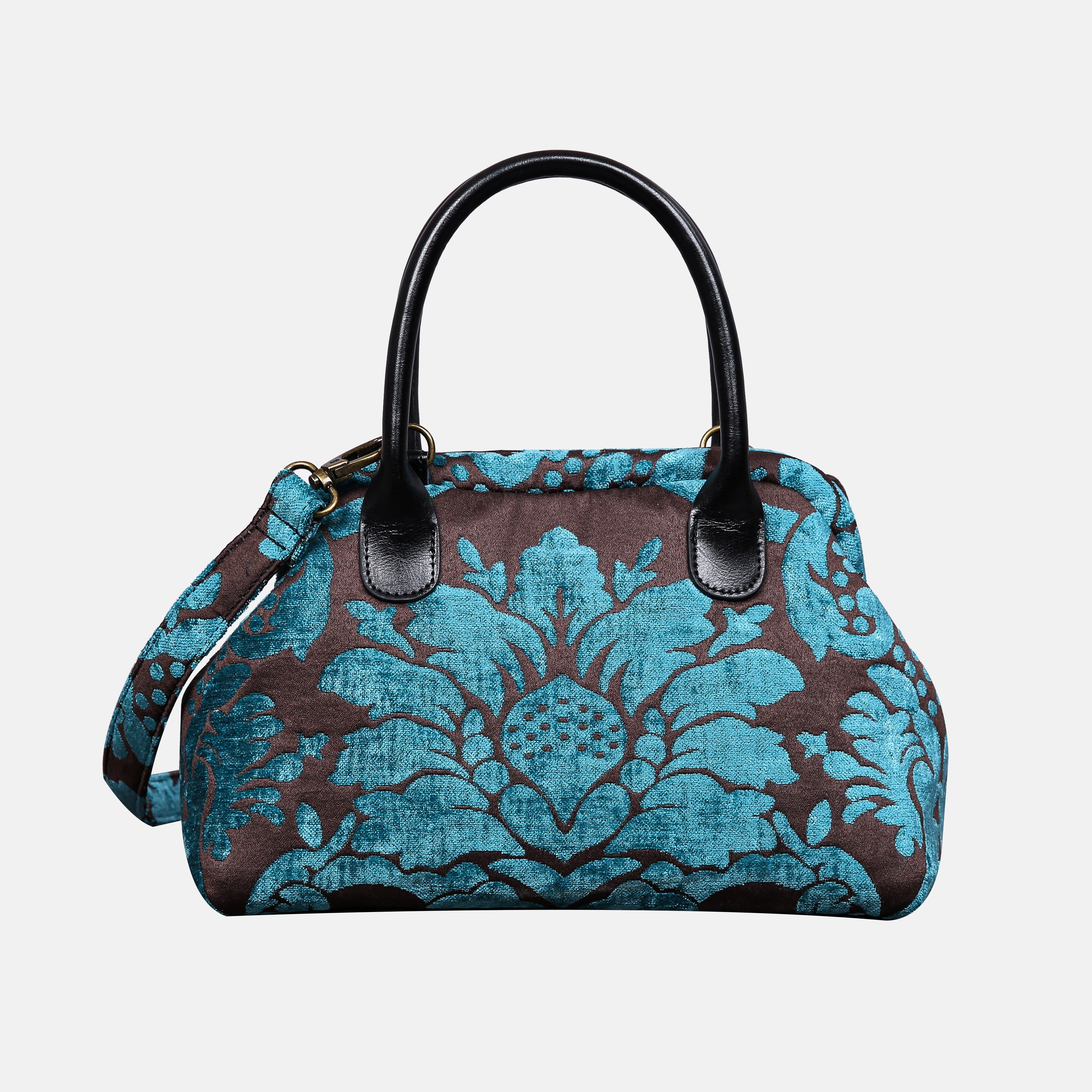 Luxury Damask Blue Carpet Satchel
