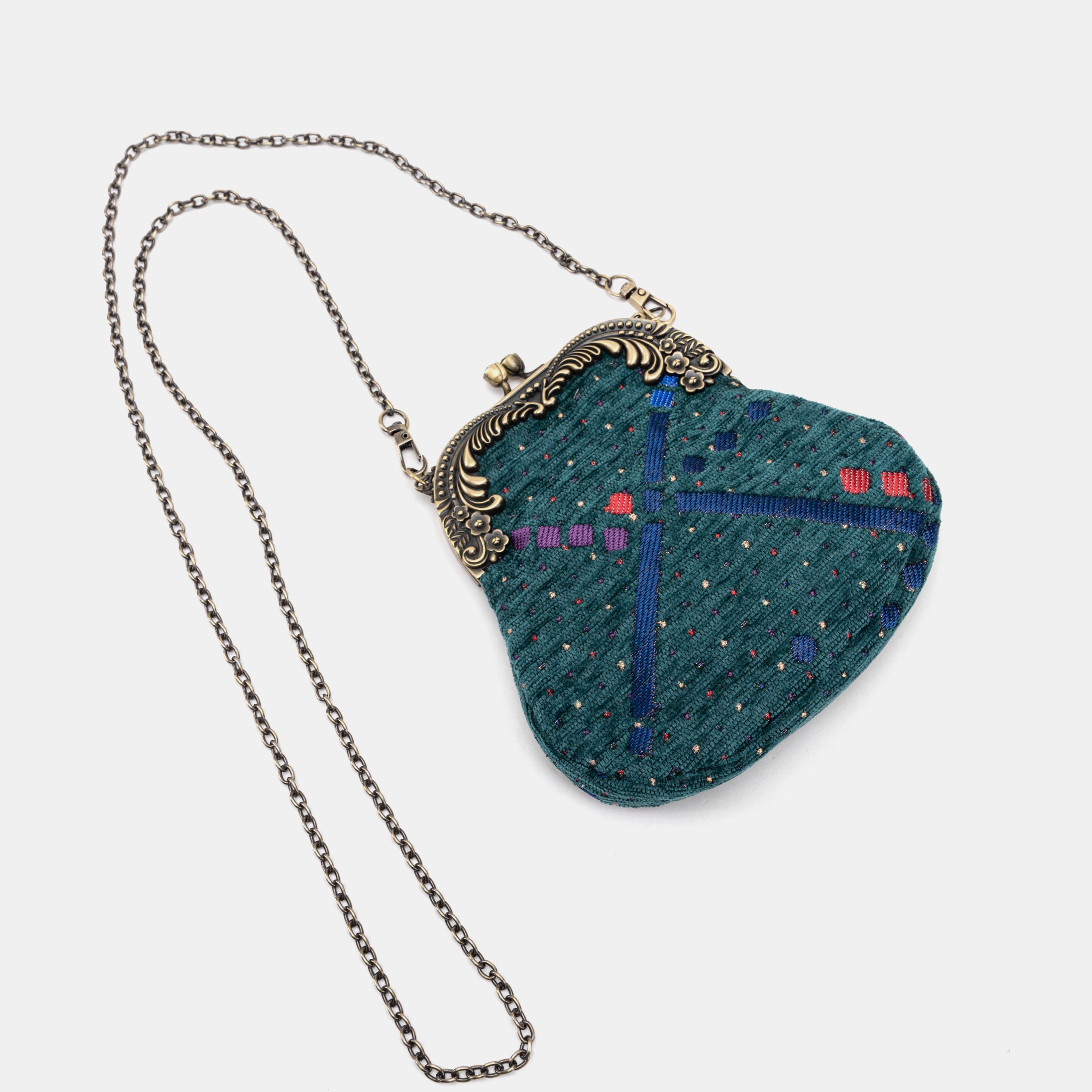 PDX Portland Airport Chatelaine Purse Medium Carpetbag of America with long chain