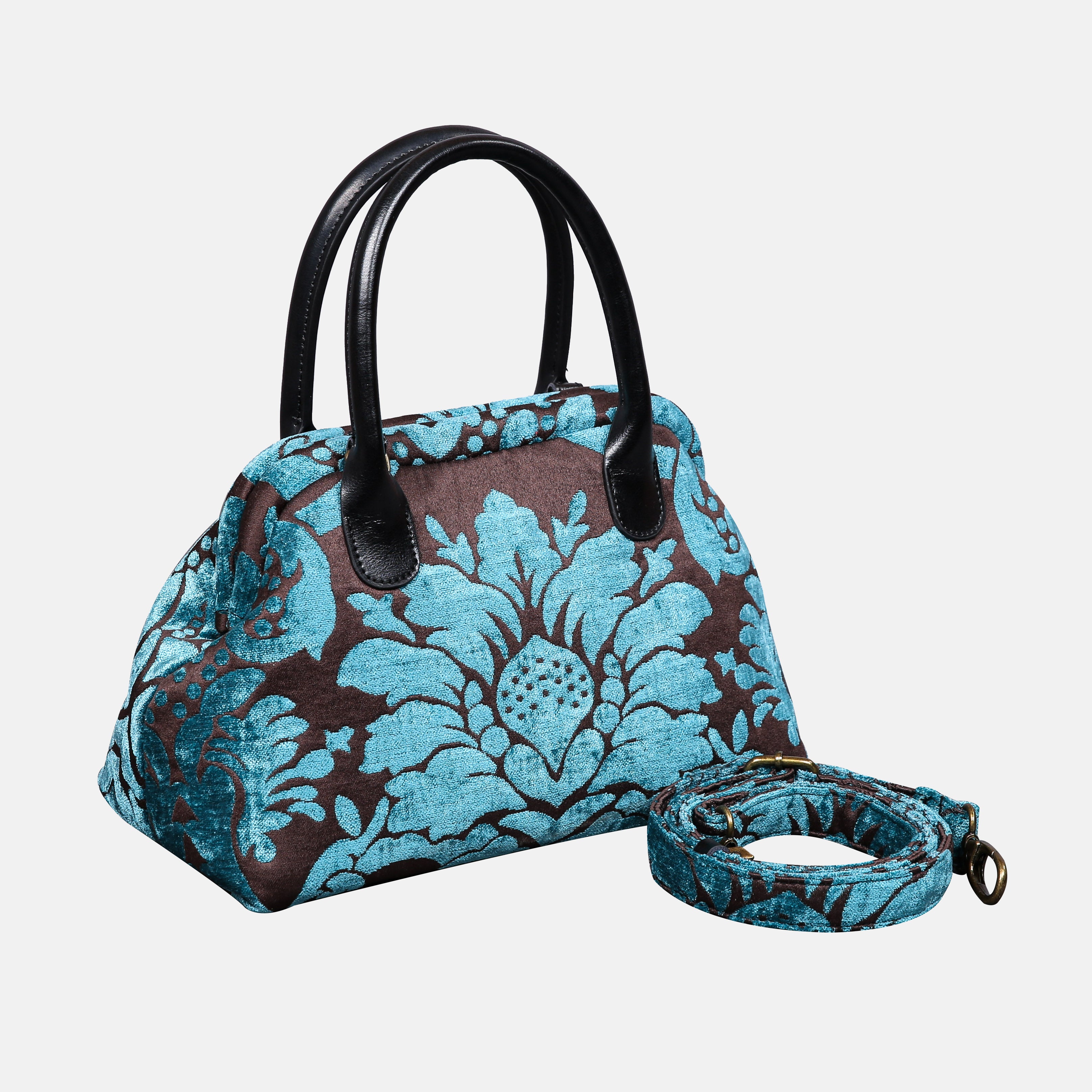 Luxury Damask Blue Carpet Satchel