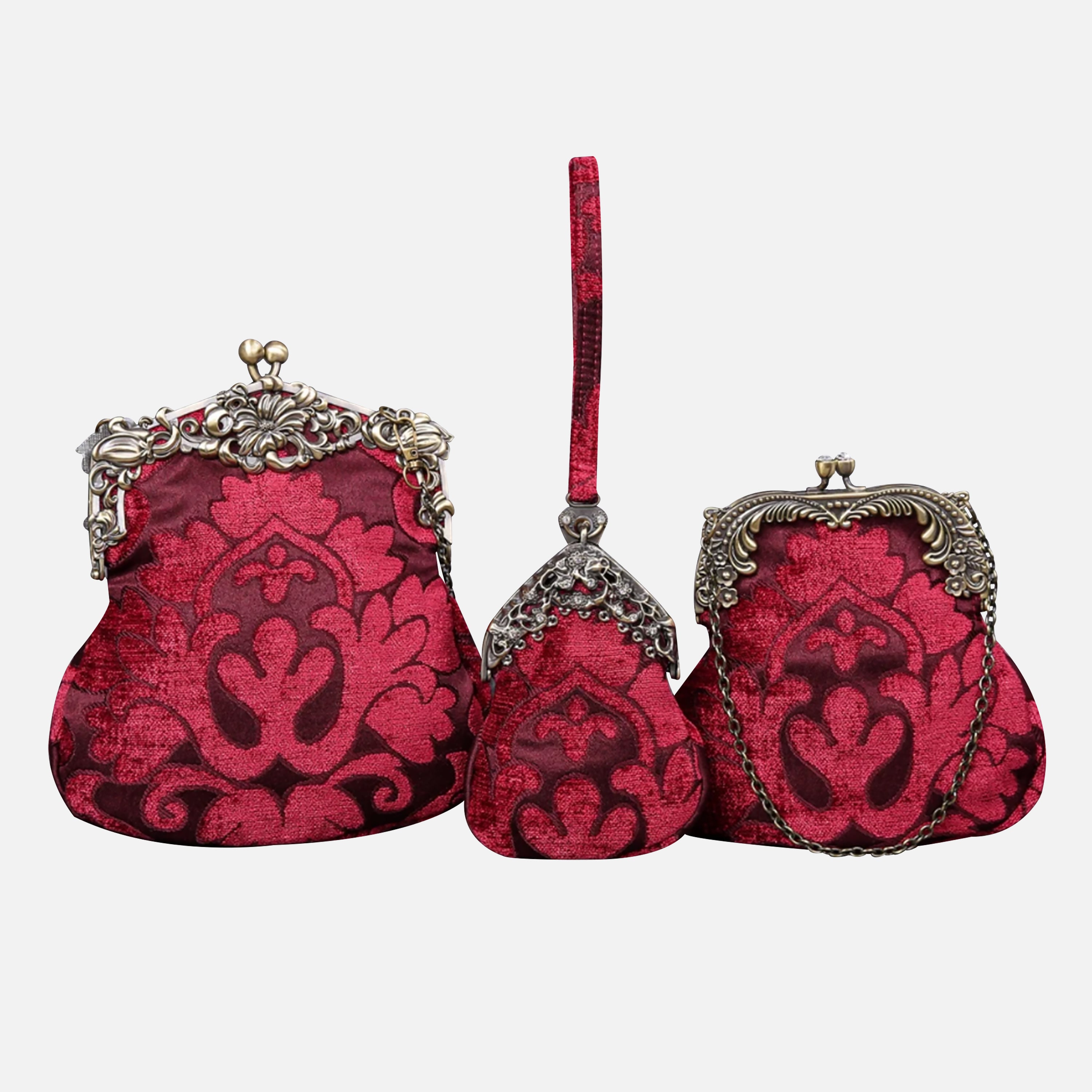 Queen Wine Chatelaine Purse Large carpet bag MCW Handmade-6