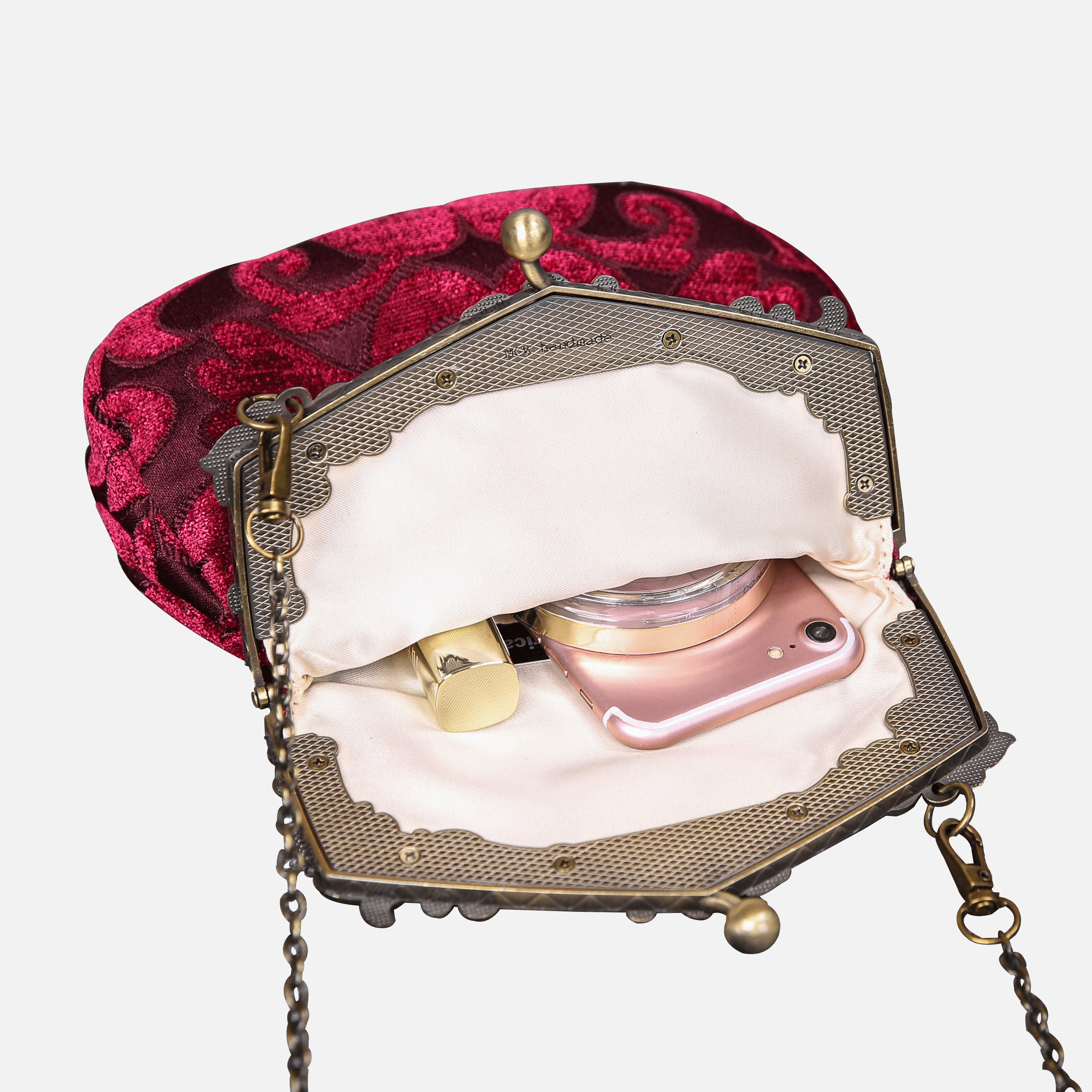 Queen Wine Chatelaine Purse Large carpet bag MCW Handmade-4