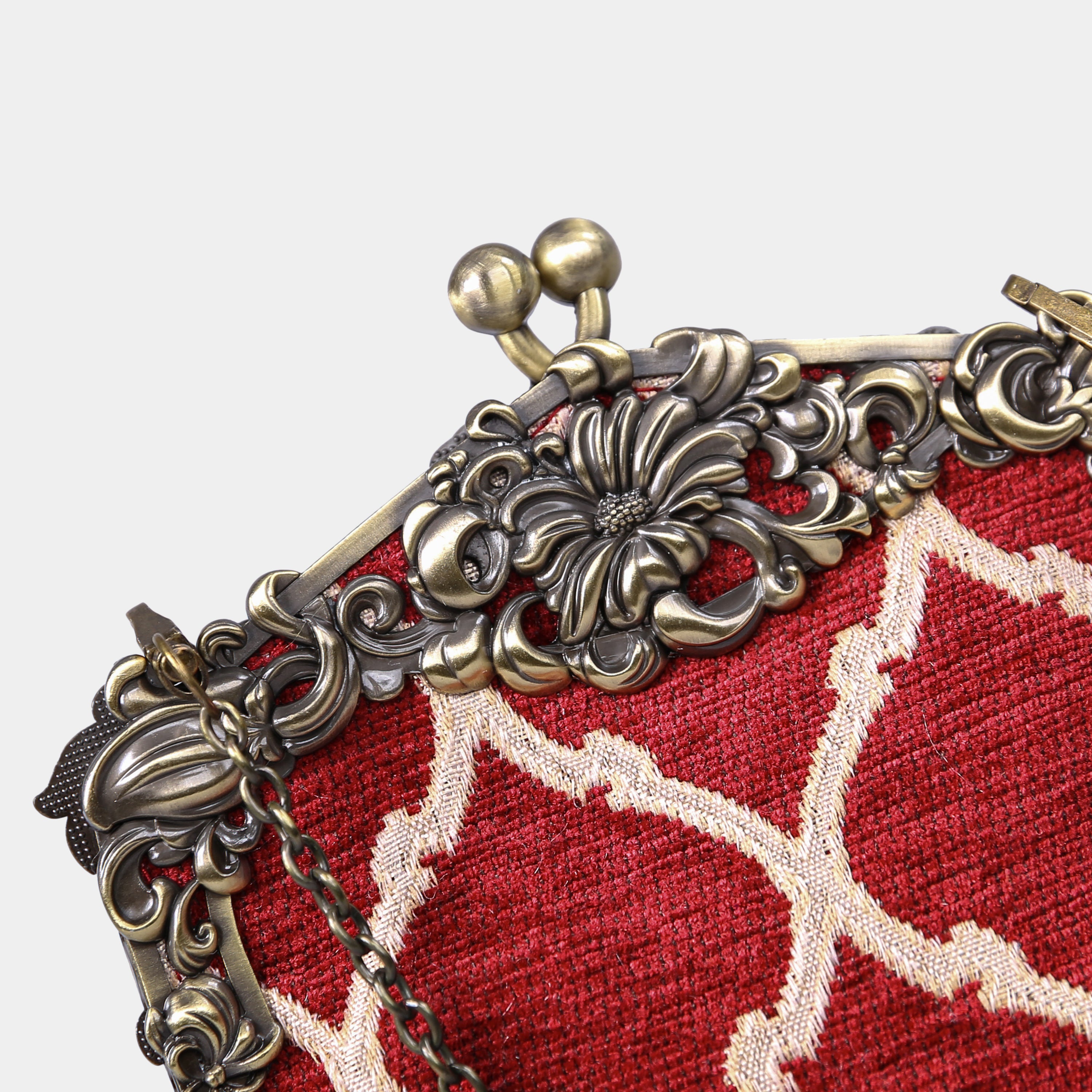 Quartz Red Chatelaine Purse Large carpet bag MCW Handmade-5