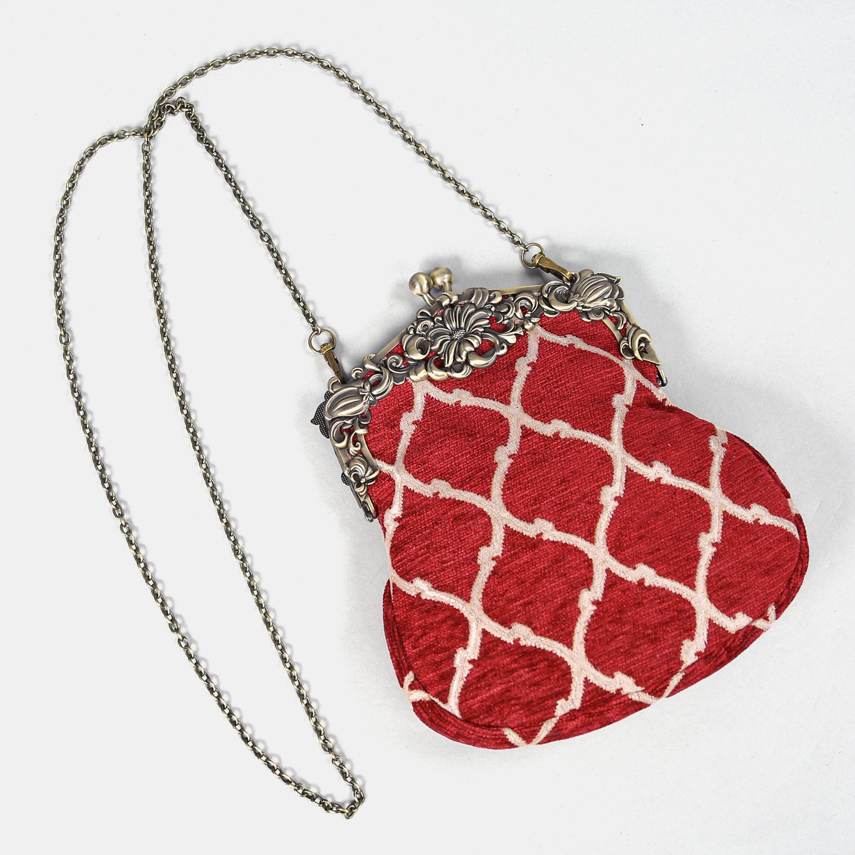 Quartz Red Chatelaine Purse Large carpet bag MCW Handmade-2