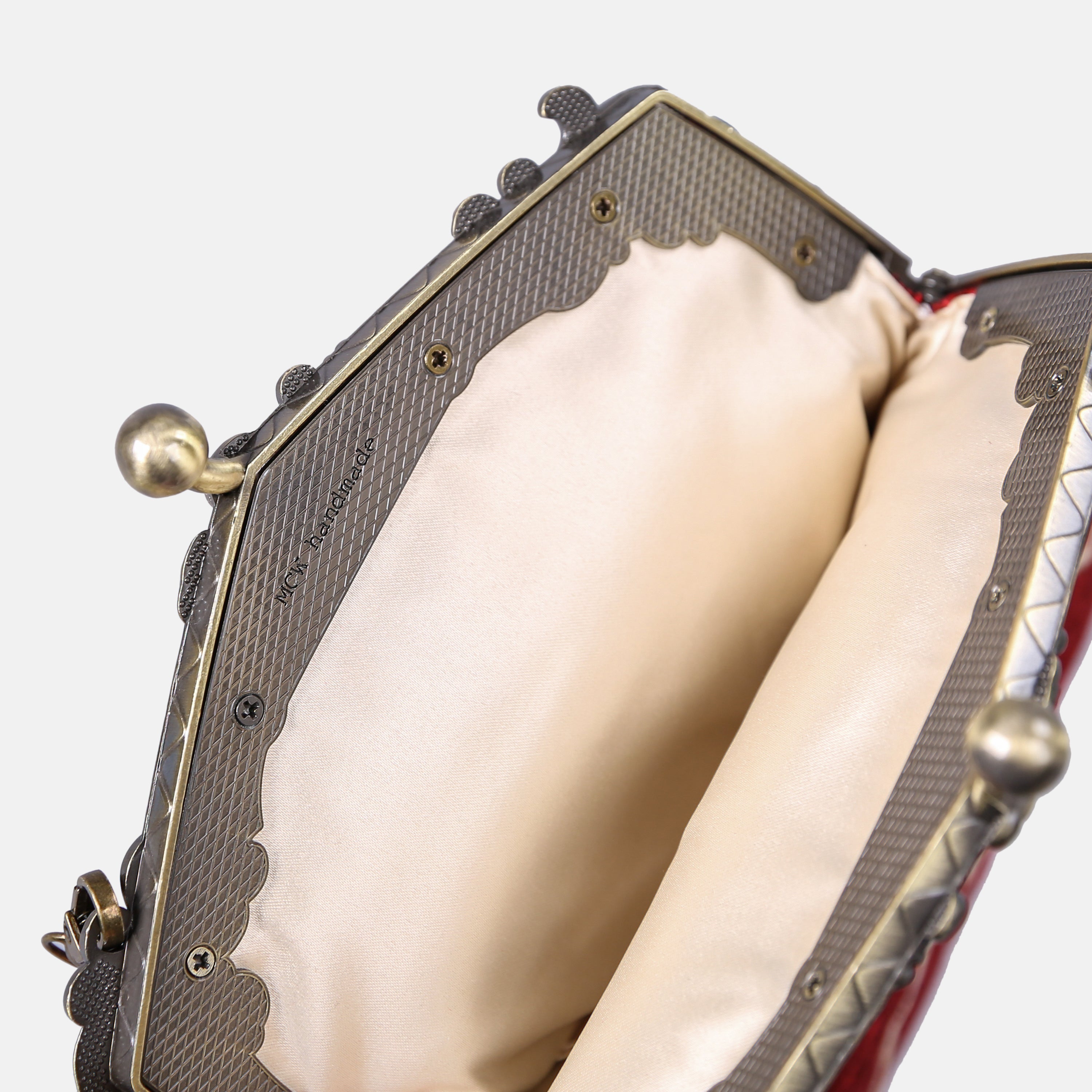 Quartz Red Chatelaine Purse Large carpet bag MCW Handmade-4