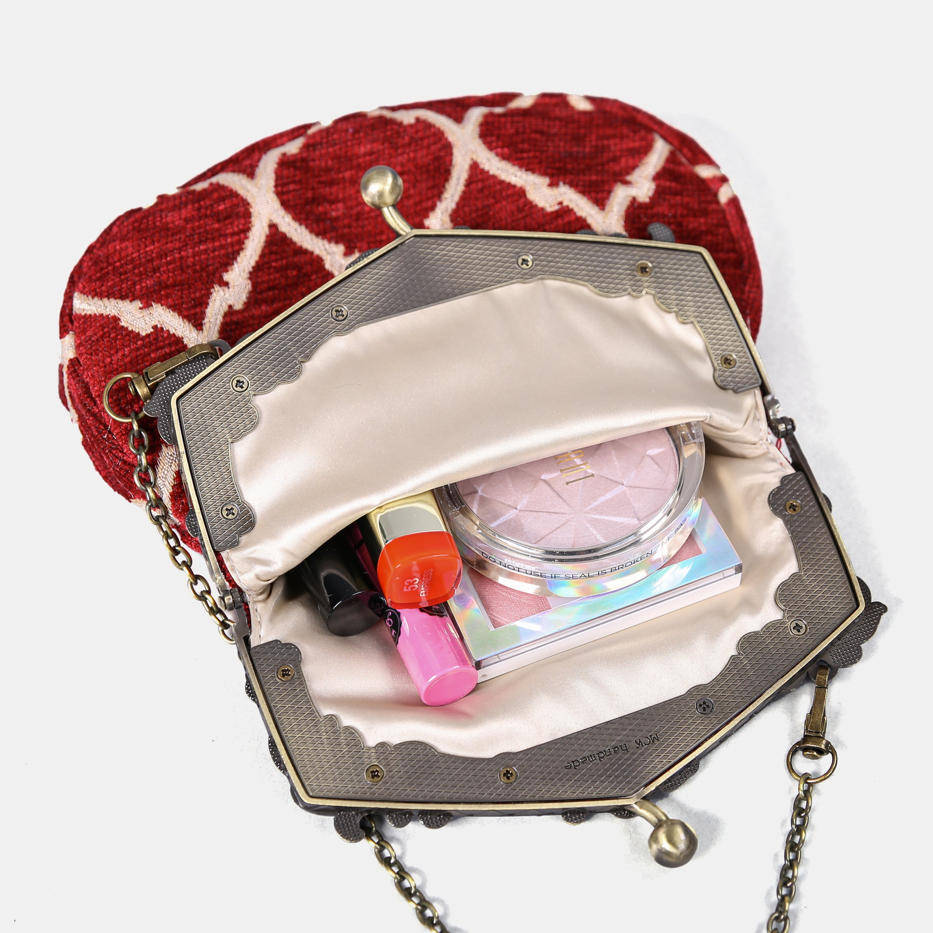 Quartz Red Chatelaine Purse Large carpet bag MCW Handmade-3