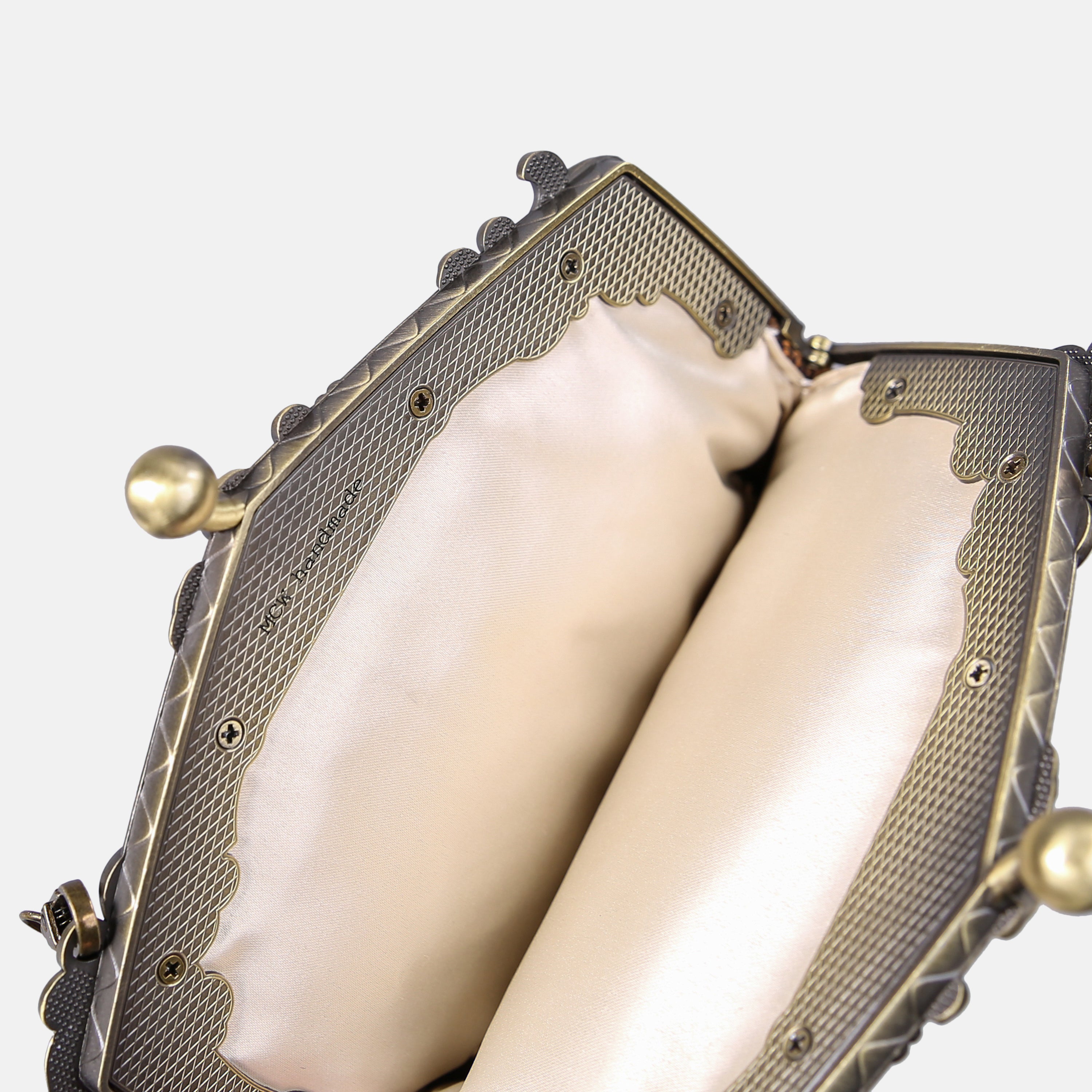 Damask D. Brown Chatelaine Purse Large carpet bag MCW Handmade-4