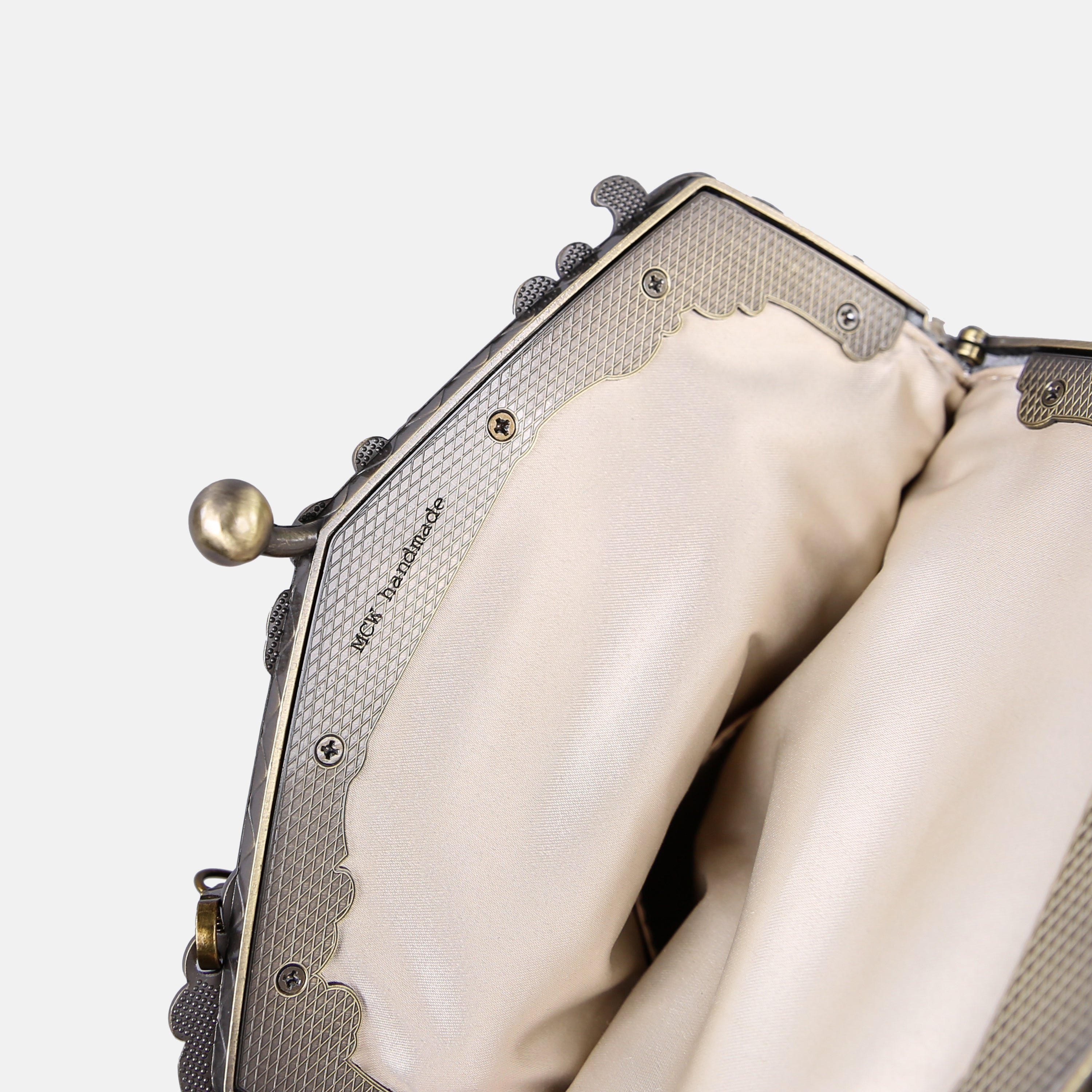 Burnout Velvet Steel Blue Chatelaine Purse Large carpet bag MCW Handmade-3