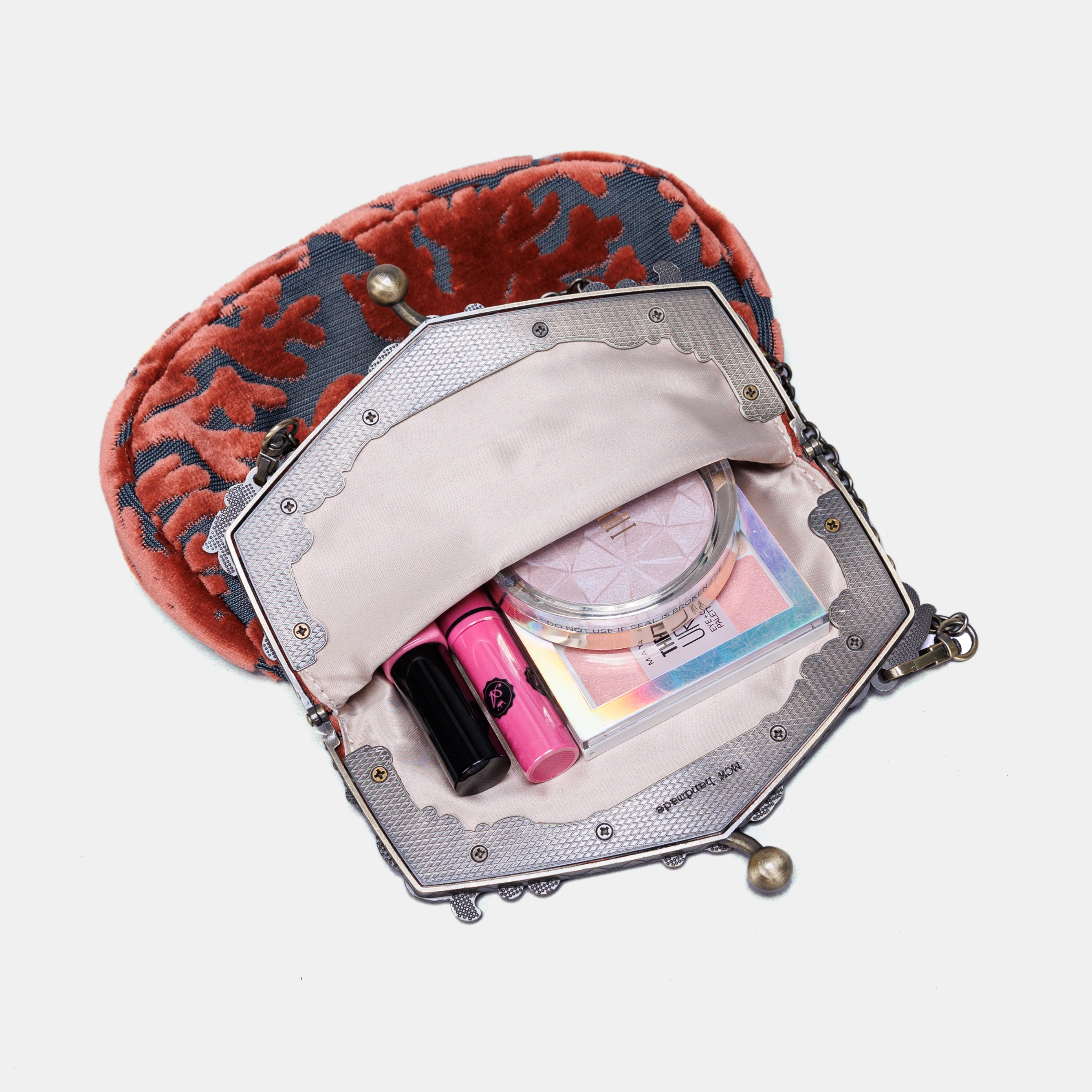 St Tropez Scuba Coral Chatelaine Purse Large carpet bag MCW Handmade-3