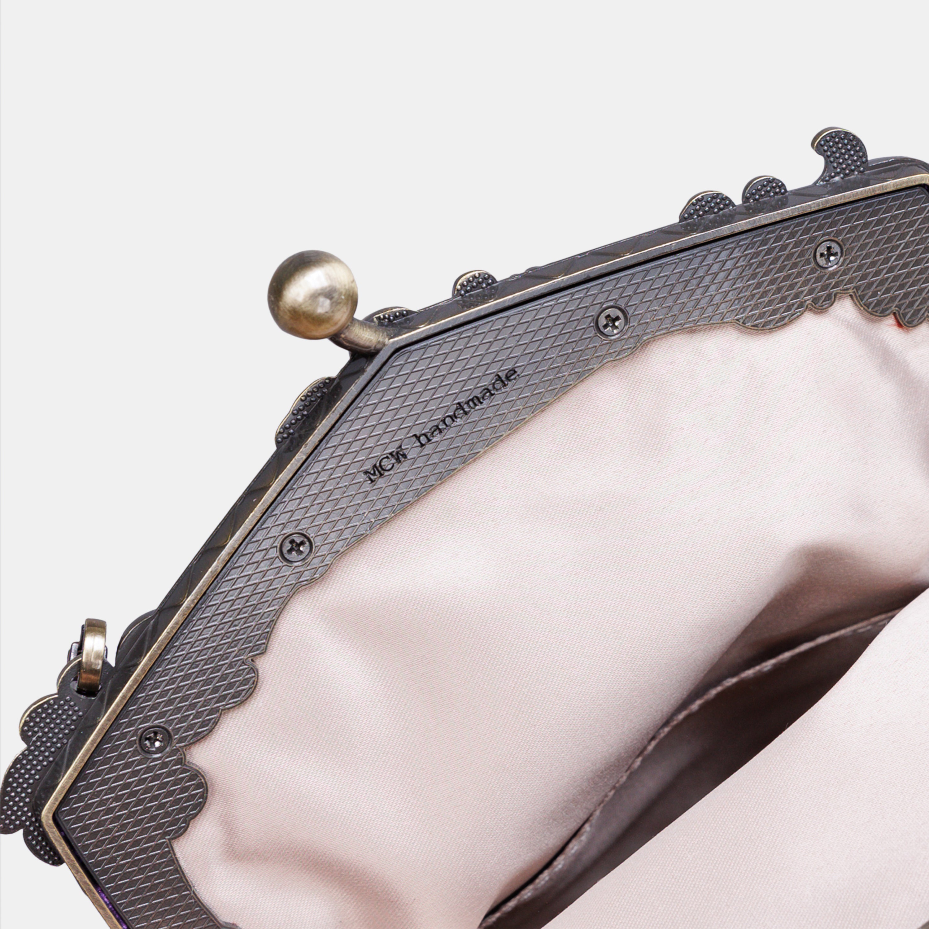 Burnout Velvet Purple Chatelaine Purse Large carpet bag MCW Handmade-5