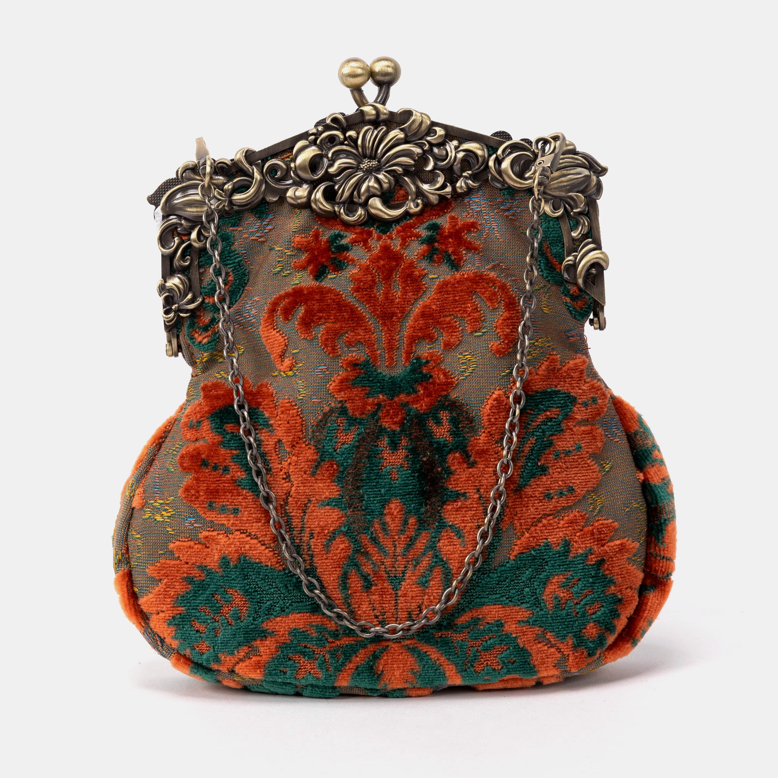 Burnout Velvet Revival Jade Chatelaine Purse Large front