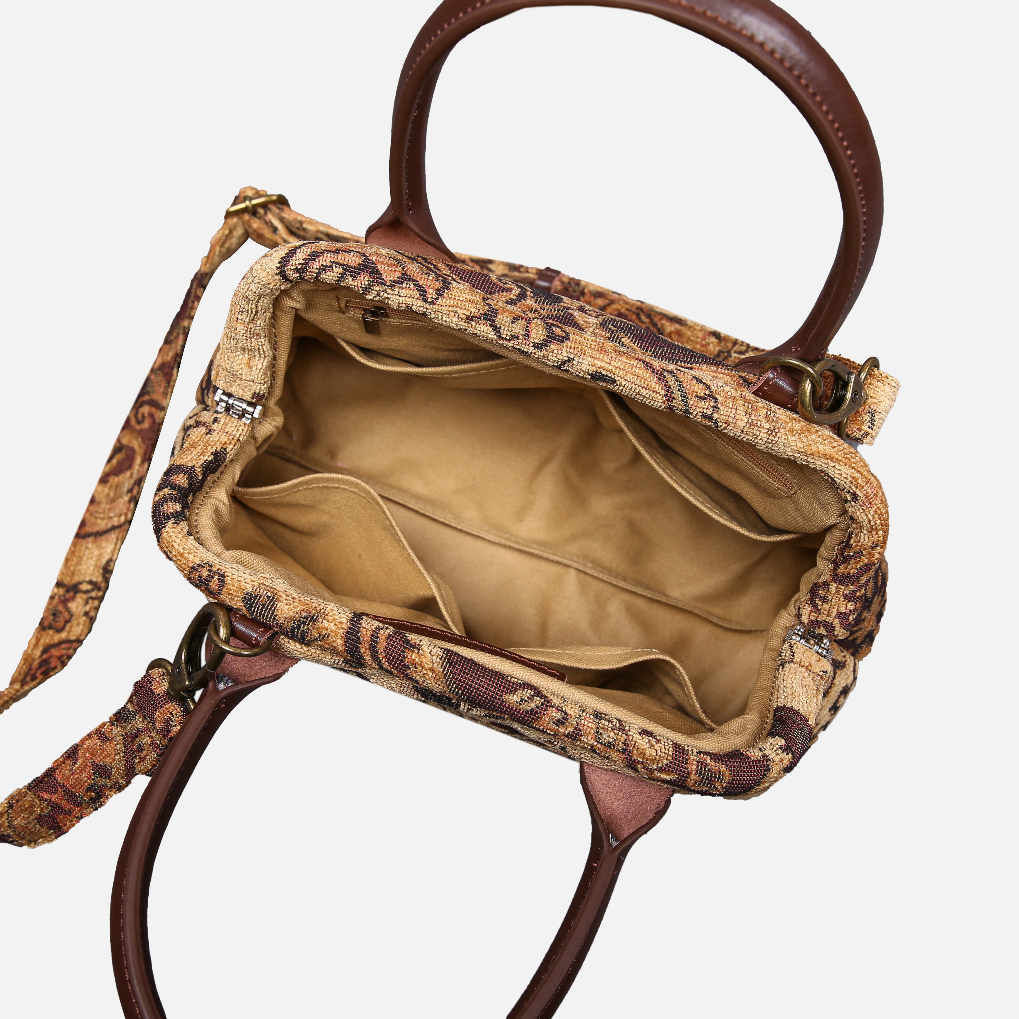 Vintage Paisley Carpet Satchel carpet bag MCW Handmade-4