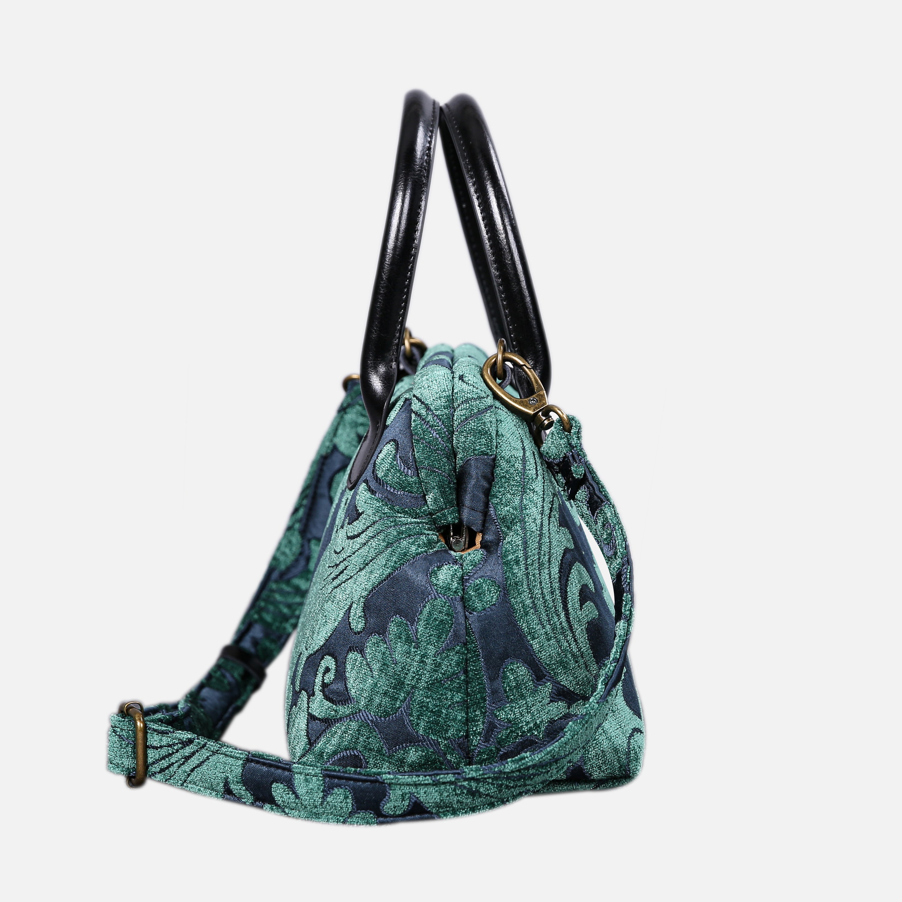 Queen Hunter Green Carpet Satchel carpet bag MCW Handmade-2