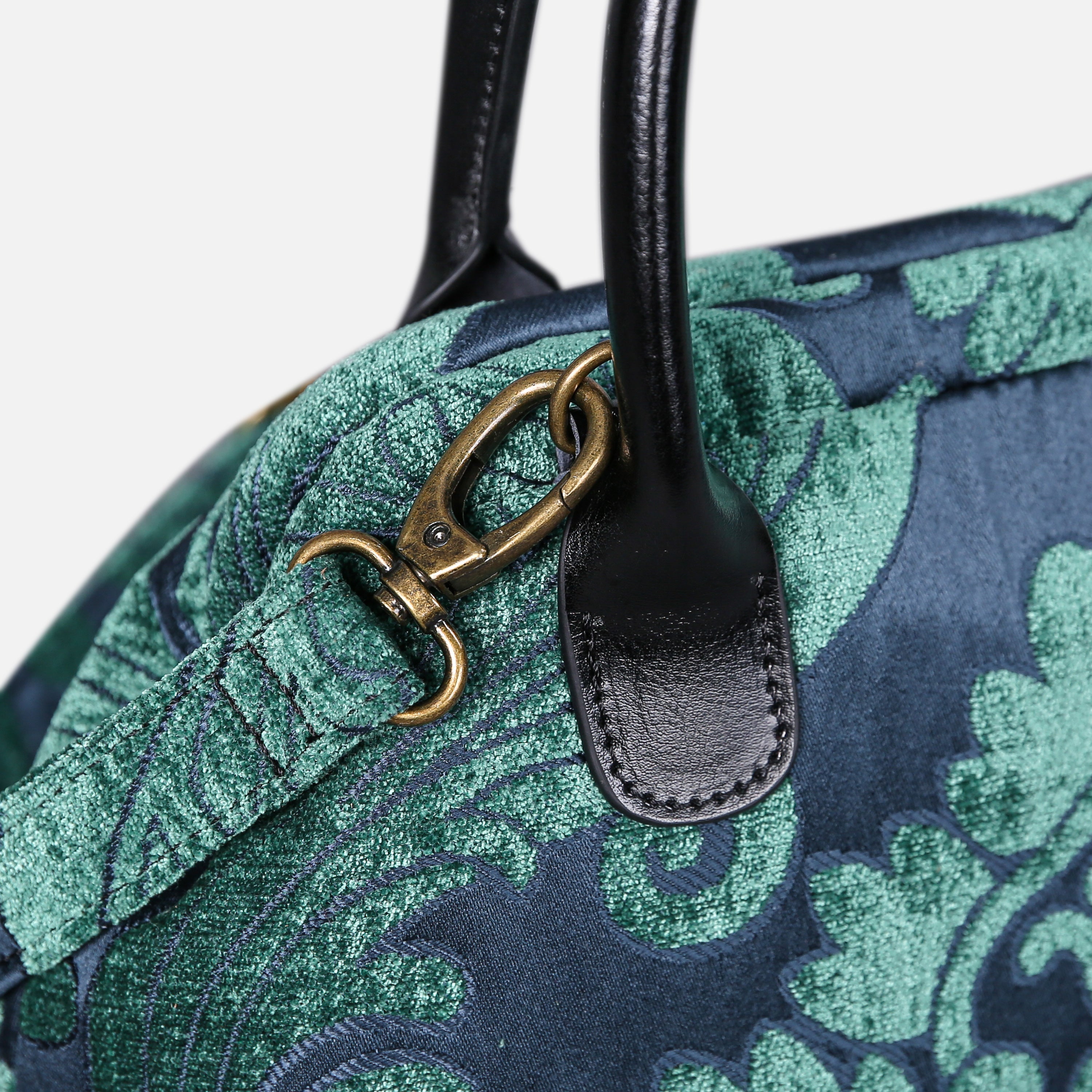 Queen Hunter Green Carpet Satchel carpet bag MCW Handmade-4