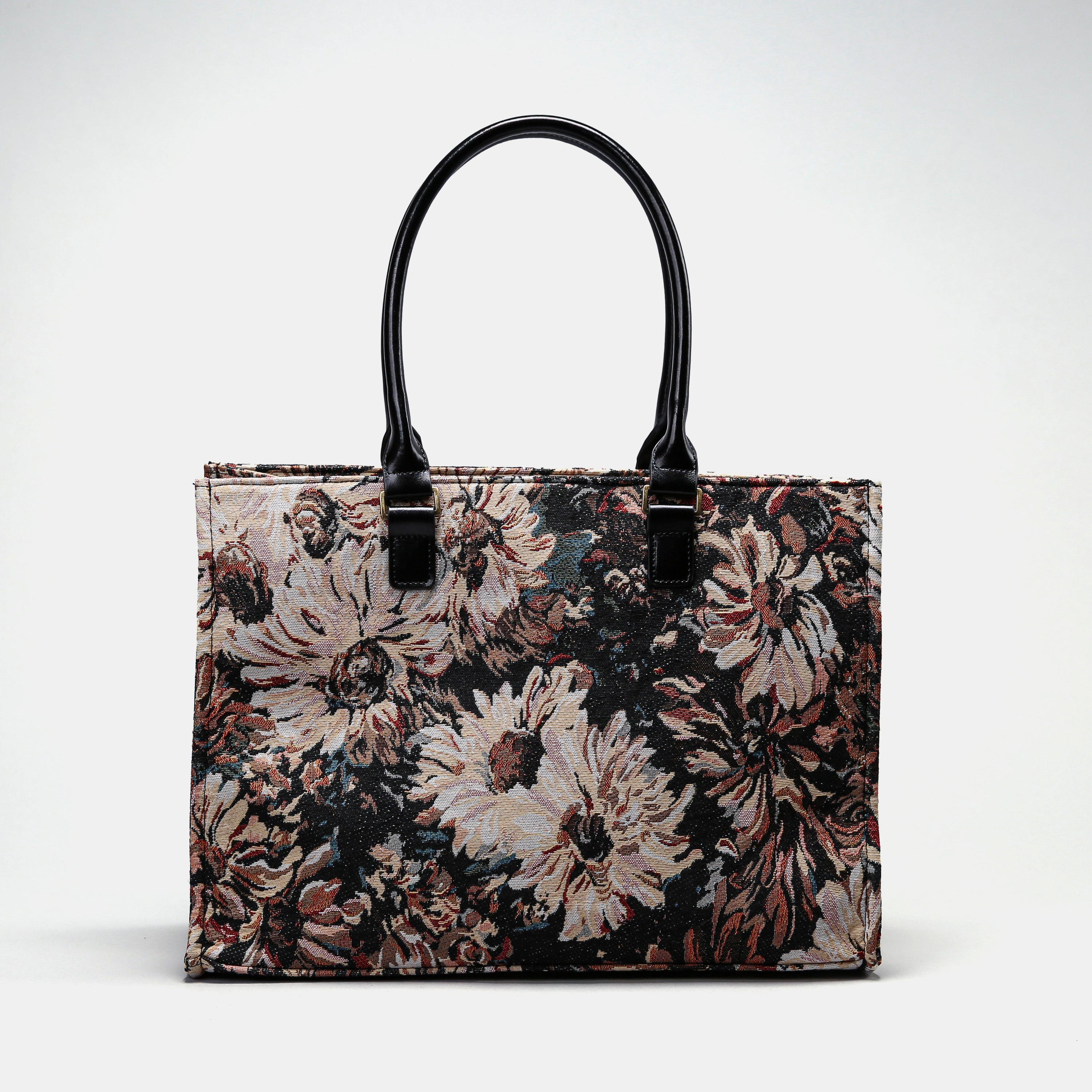 Daisy Black Laptop Work Tote  MCW Handmade