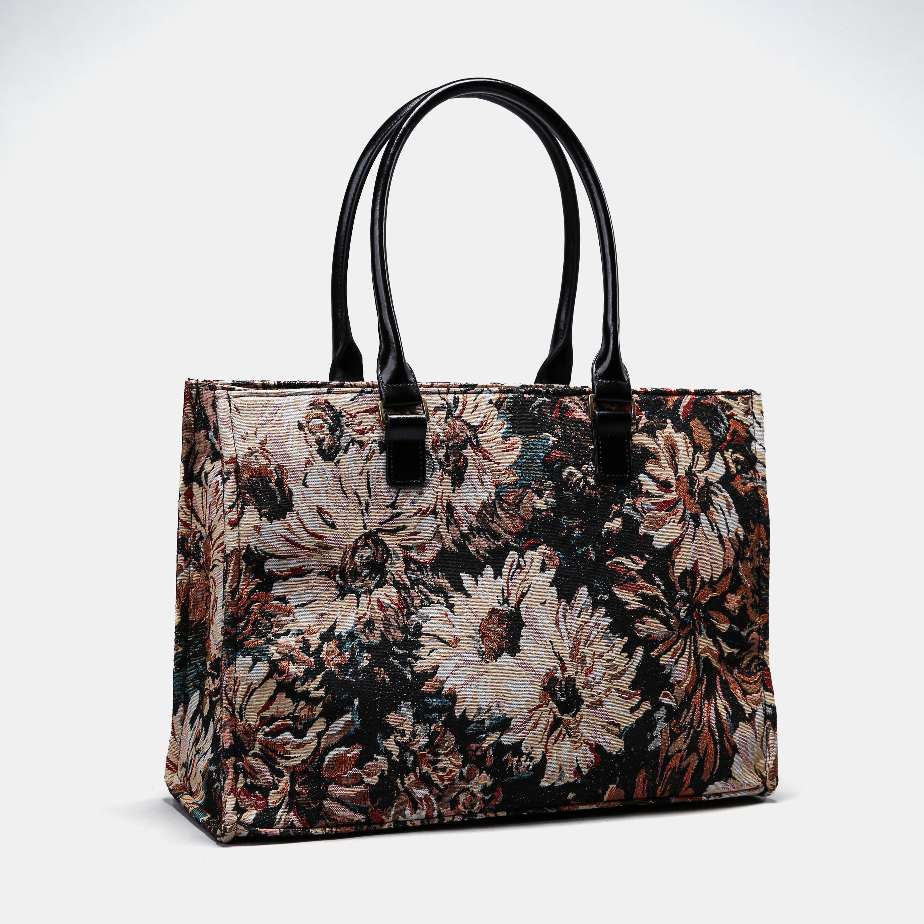 Daisy Black Laptop Work Tote  MCW Handmade-1