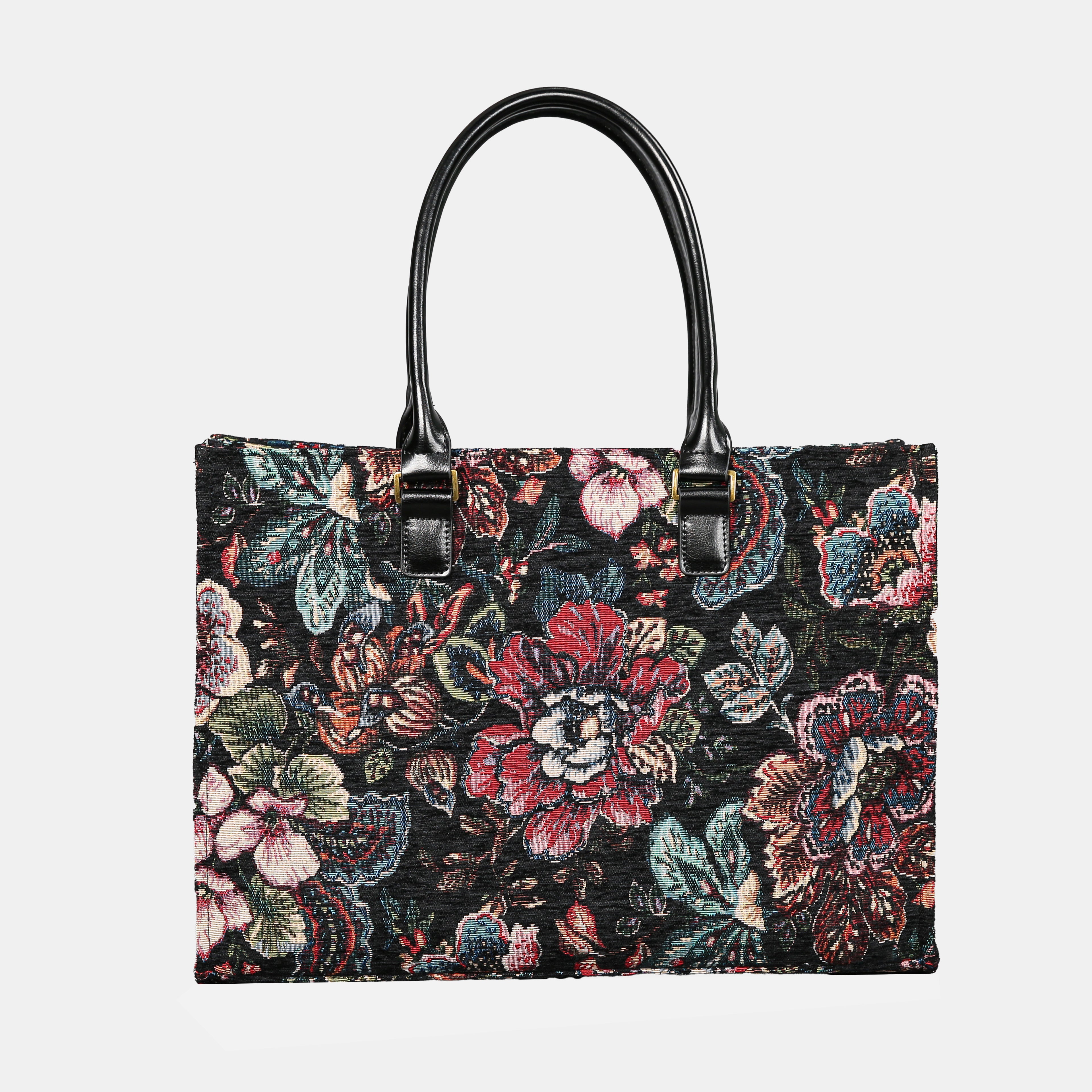Rose Garden Black Laptop Work Tote  MCW Handmade