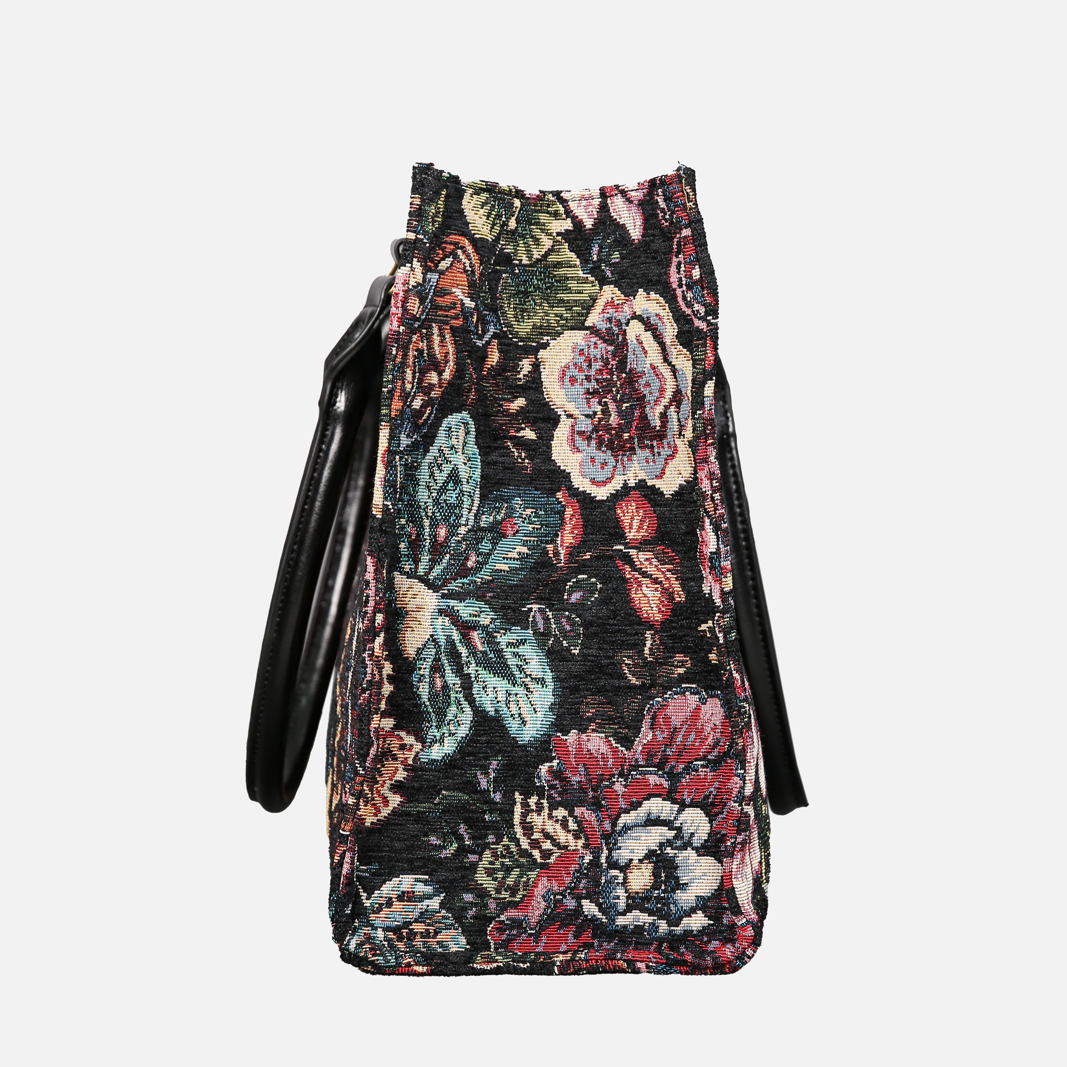 Rose Garden Black Laptop Work Tote MCW Handmade-2