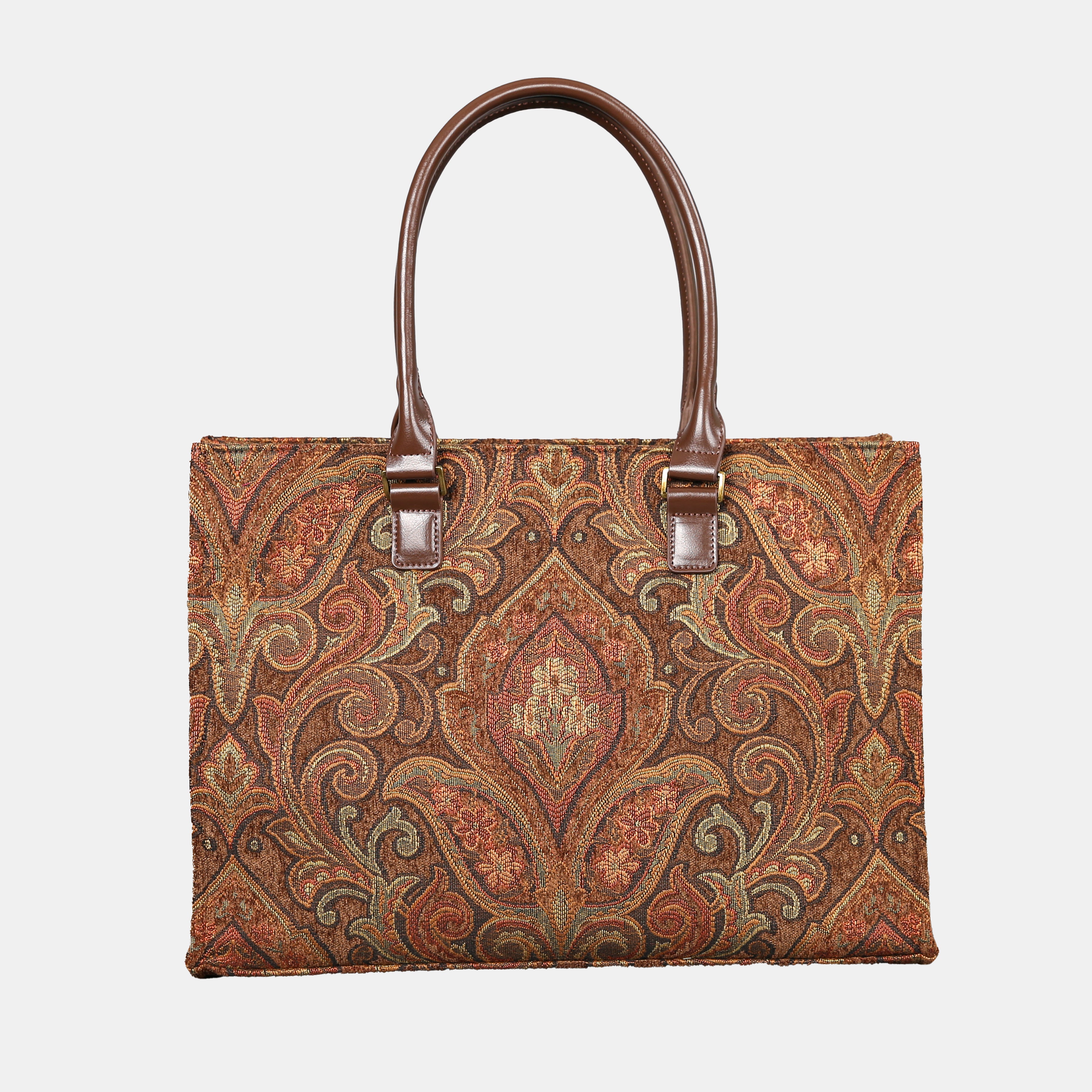 Damask D. Brown Laptop Work Tote  MCW Handmade