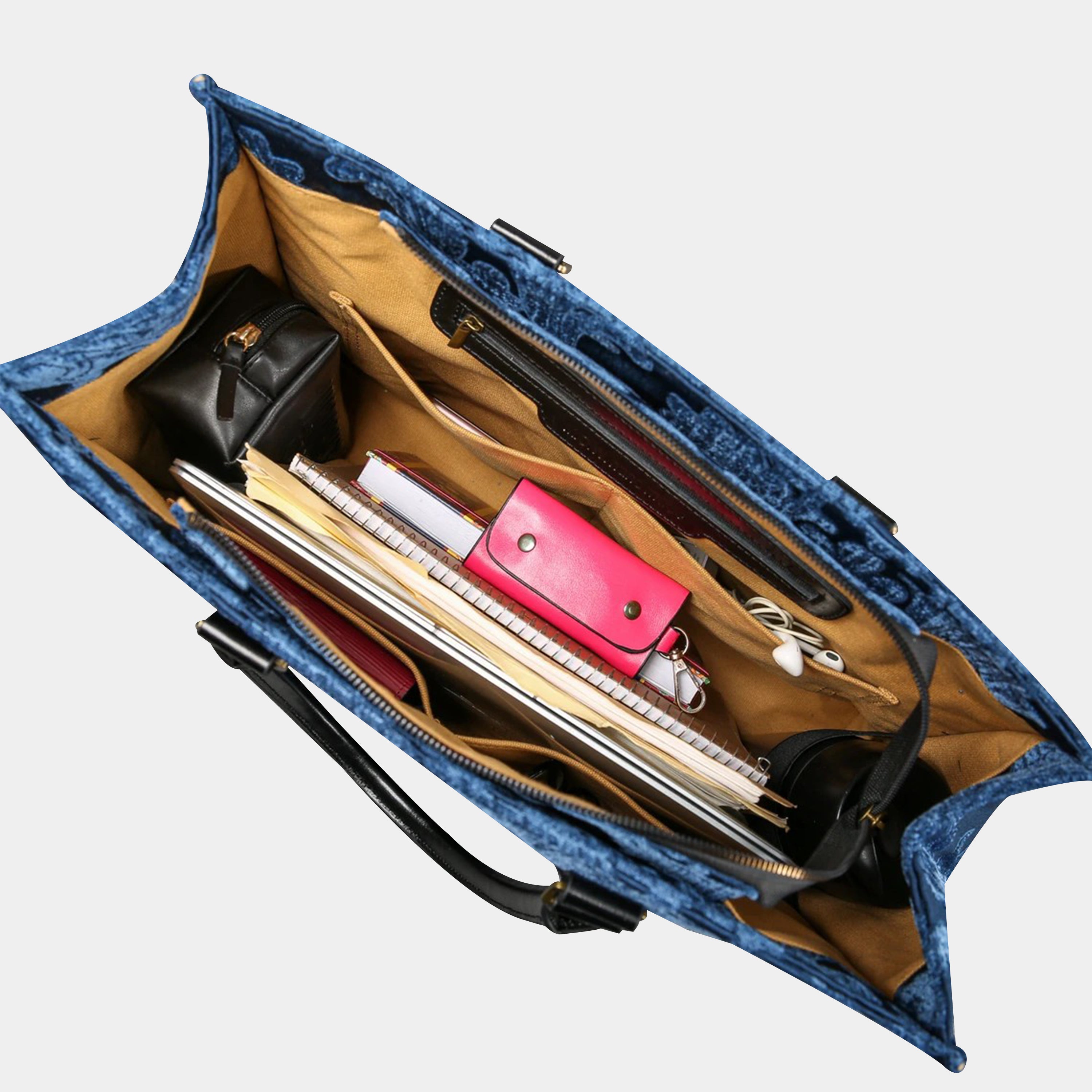 Queen Royal Blue Laptop Work Tote MCW Handmade-4