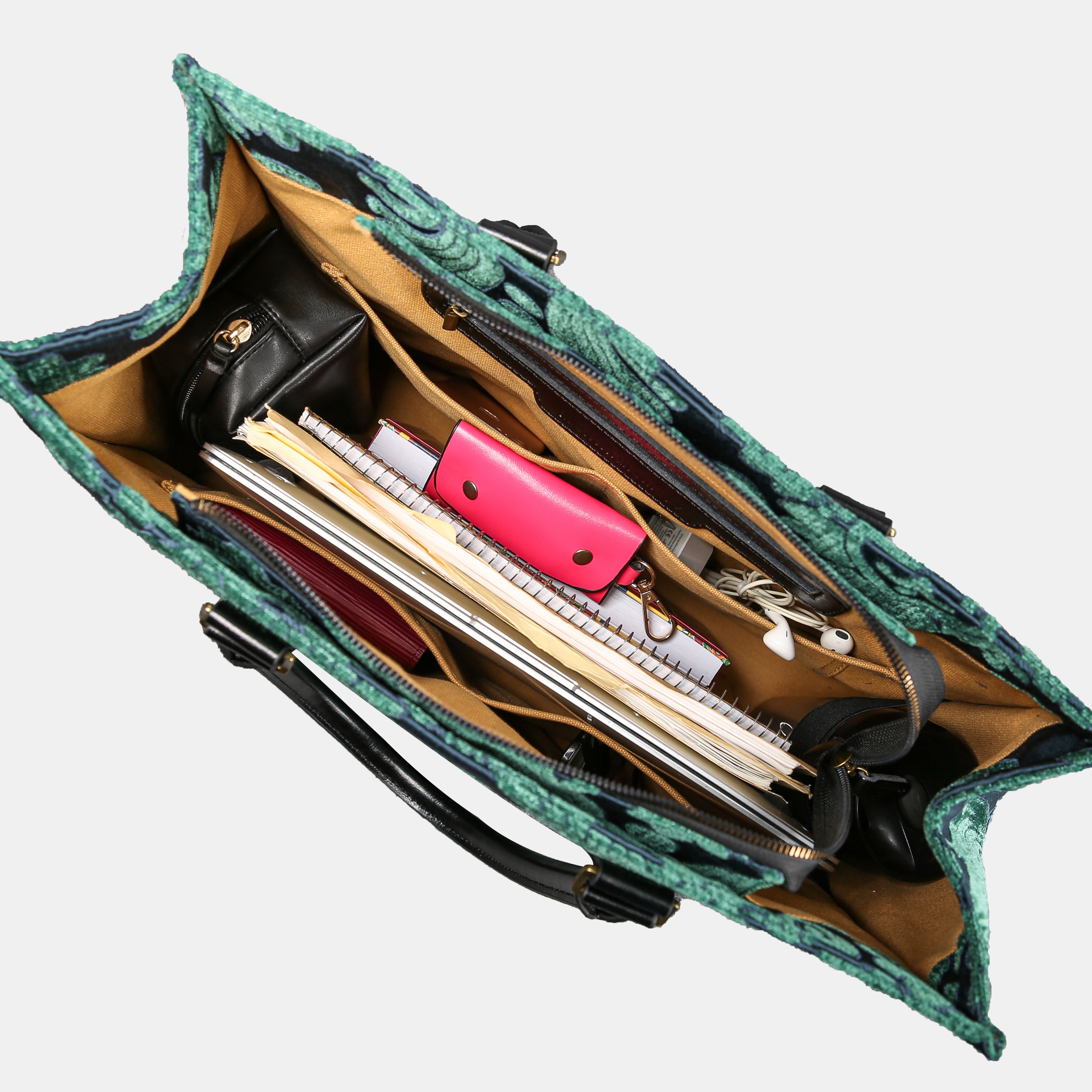 Queen Hunter Green Laptop Work Tote MCW Handmade-3