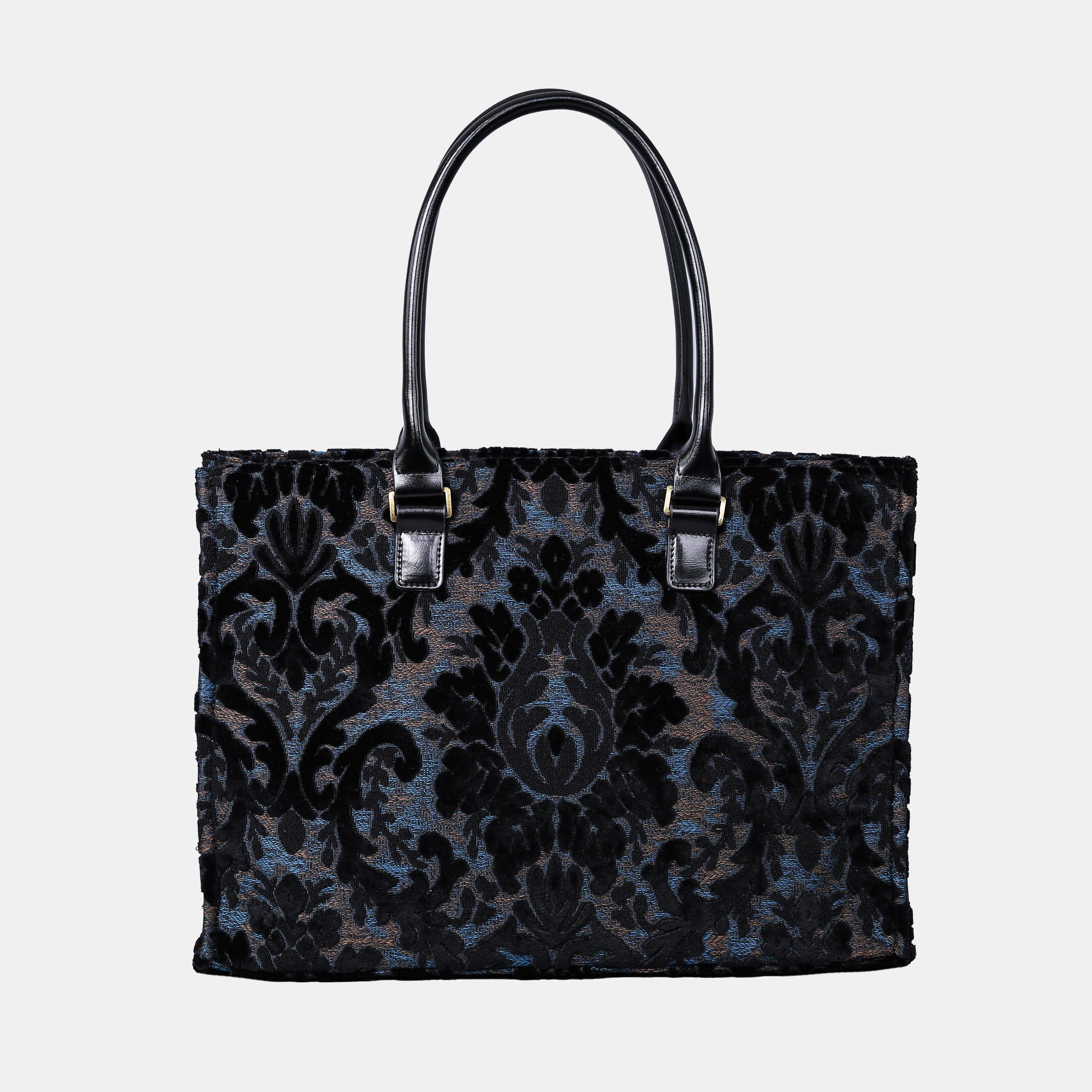 Burnout Velvet Black Laptop Work Tote MCW Handmade