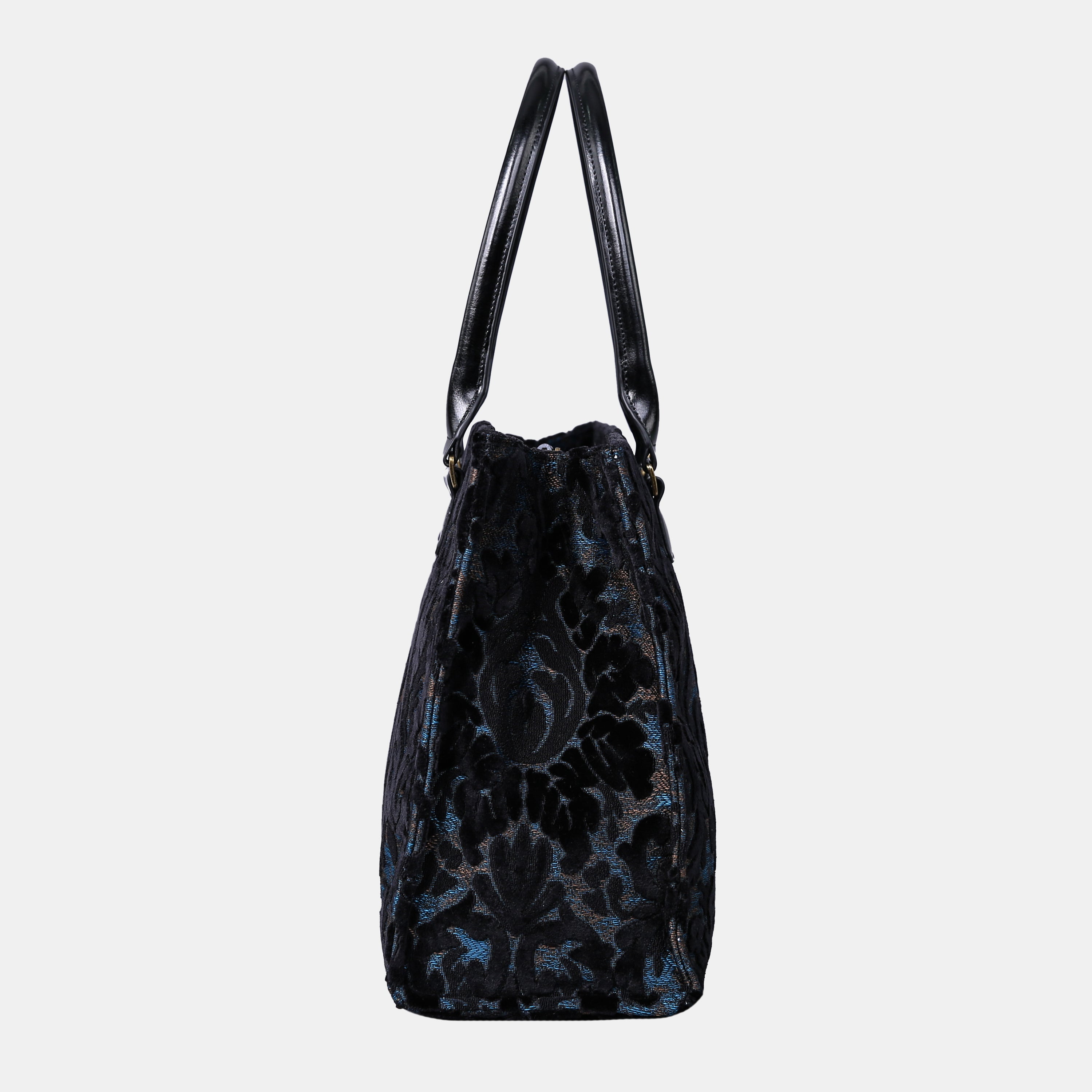 Burnout Velvet Black Laptop Work Tote MCW Handmade-1