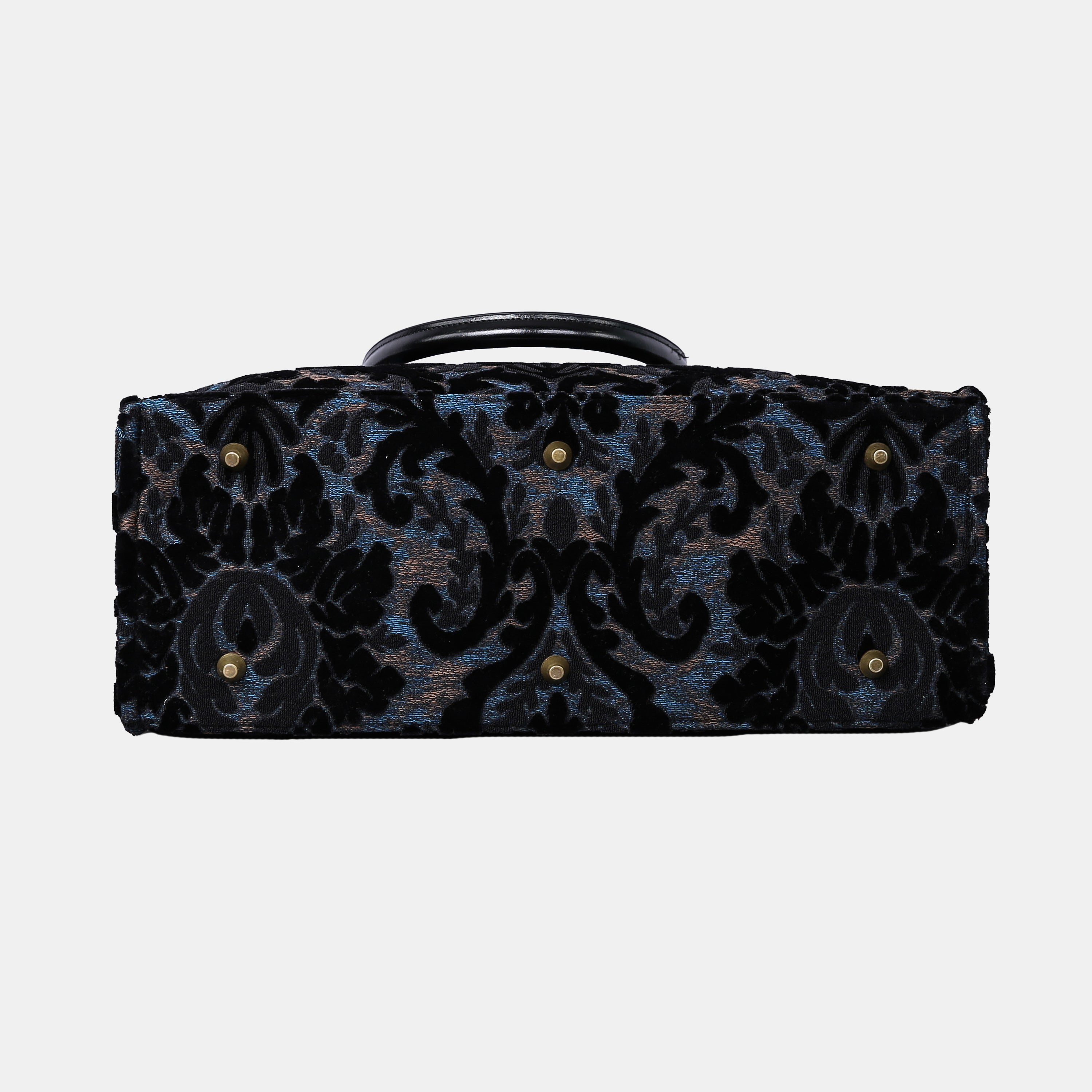 Burnout Velvet Black Laptop Work Tote MCW Handmade-4