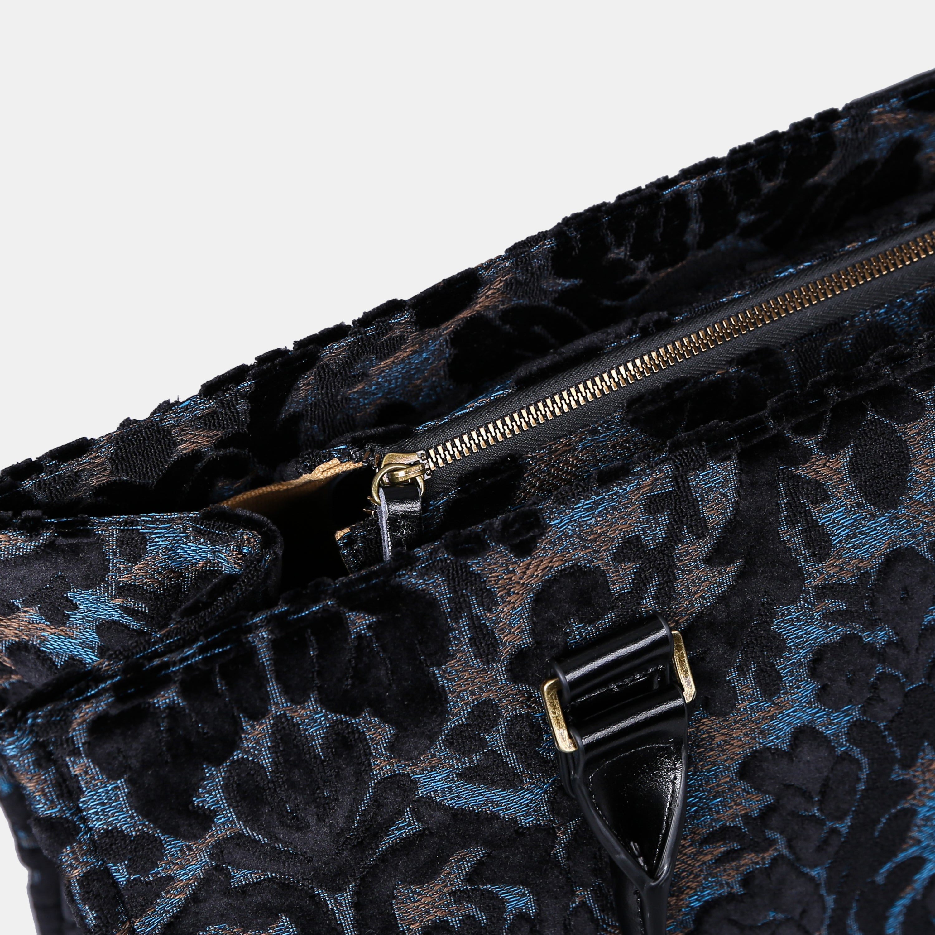 Burnout Velvet Black Laptop Work Tote MCW Handmade-6