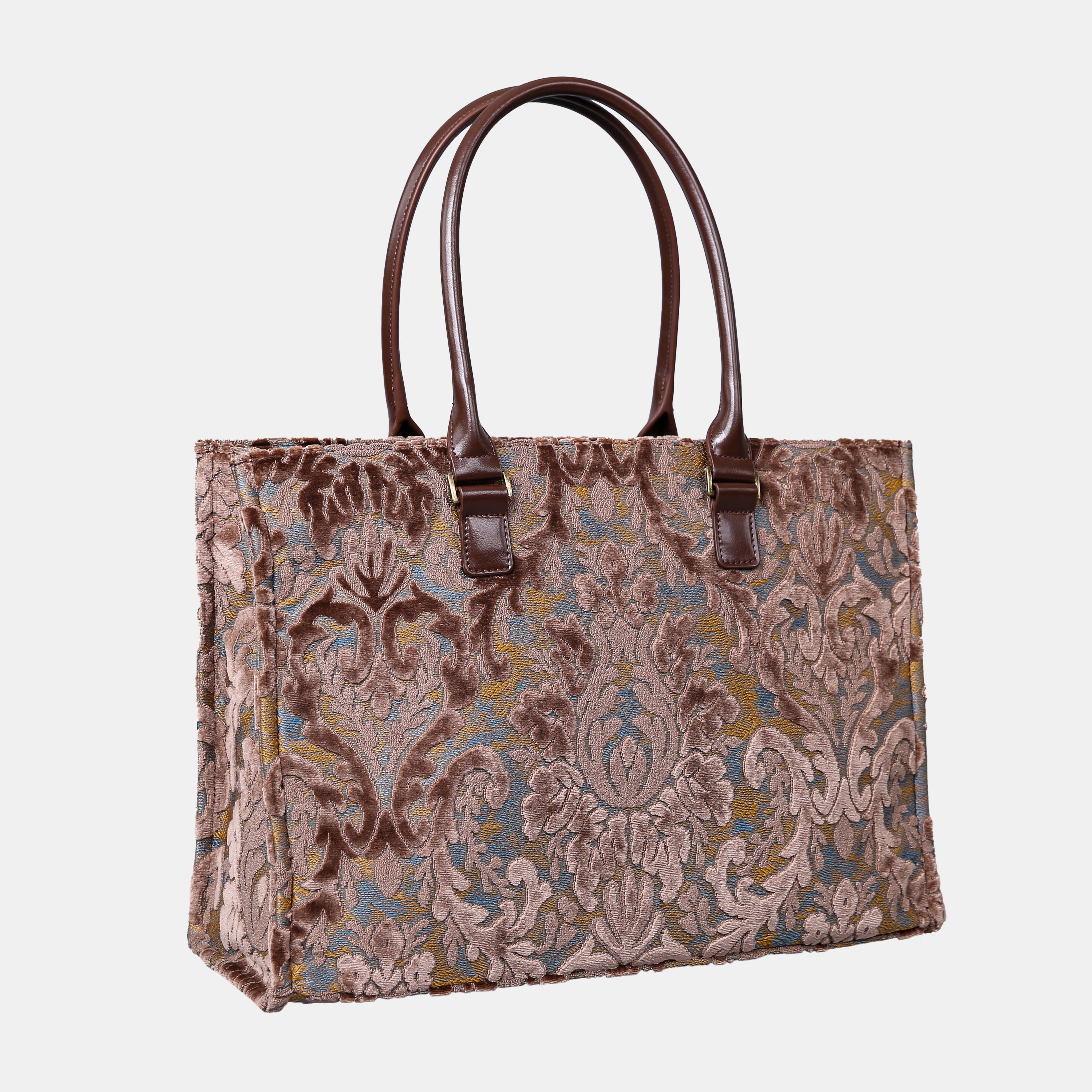 Burnout Velvet Camel Laptop Work Tote  MCW Handmade-1