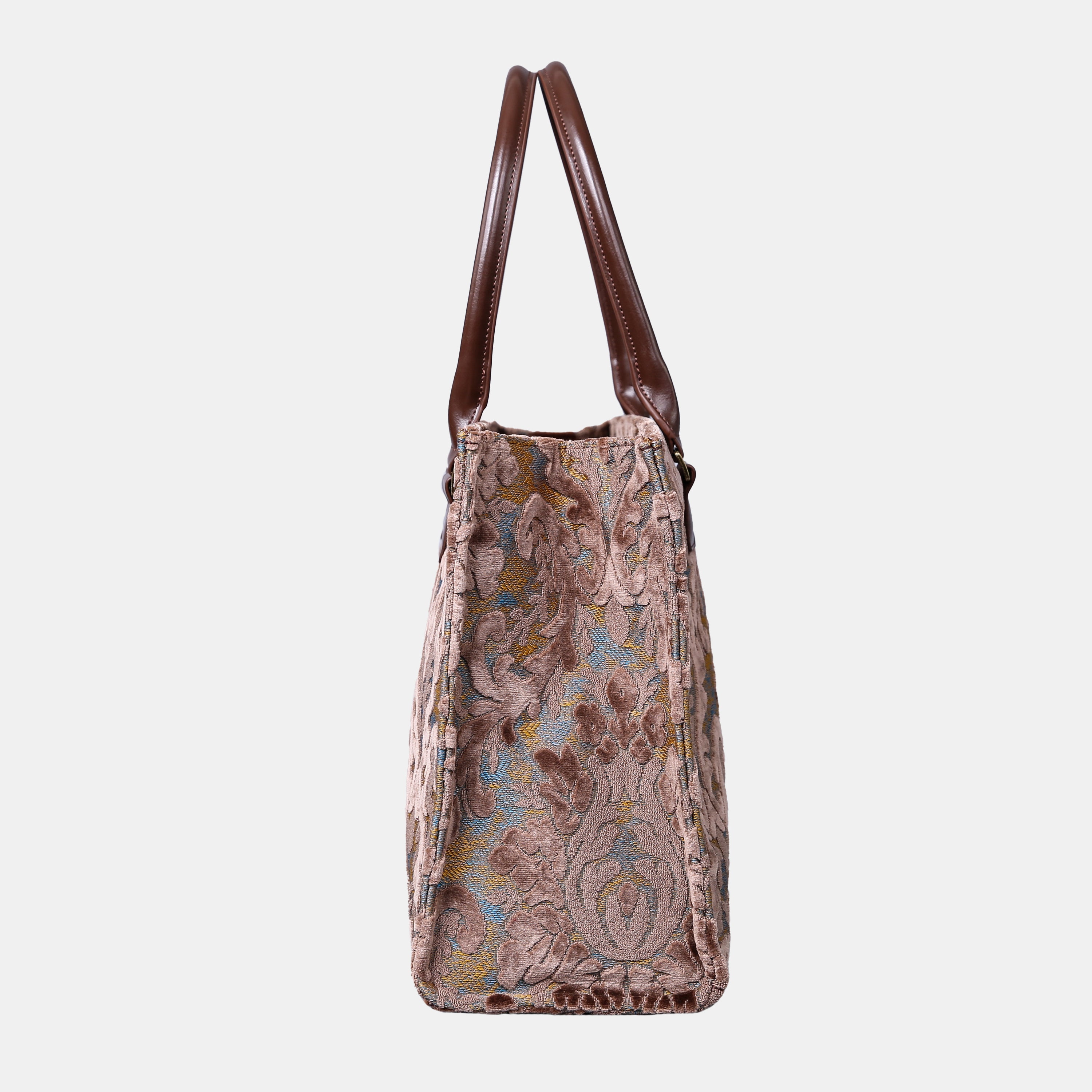 Burnout Velvet Camel Laptop Work Tote MCW Handmade-2