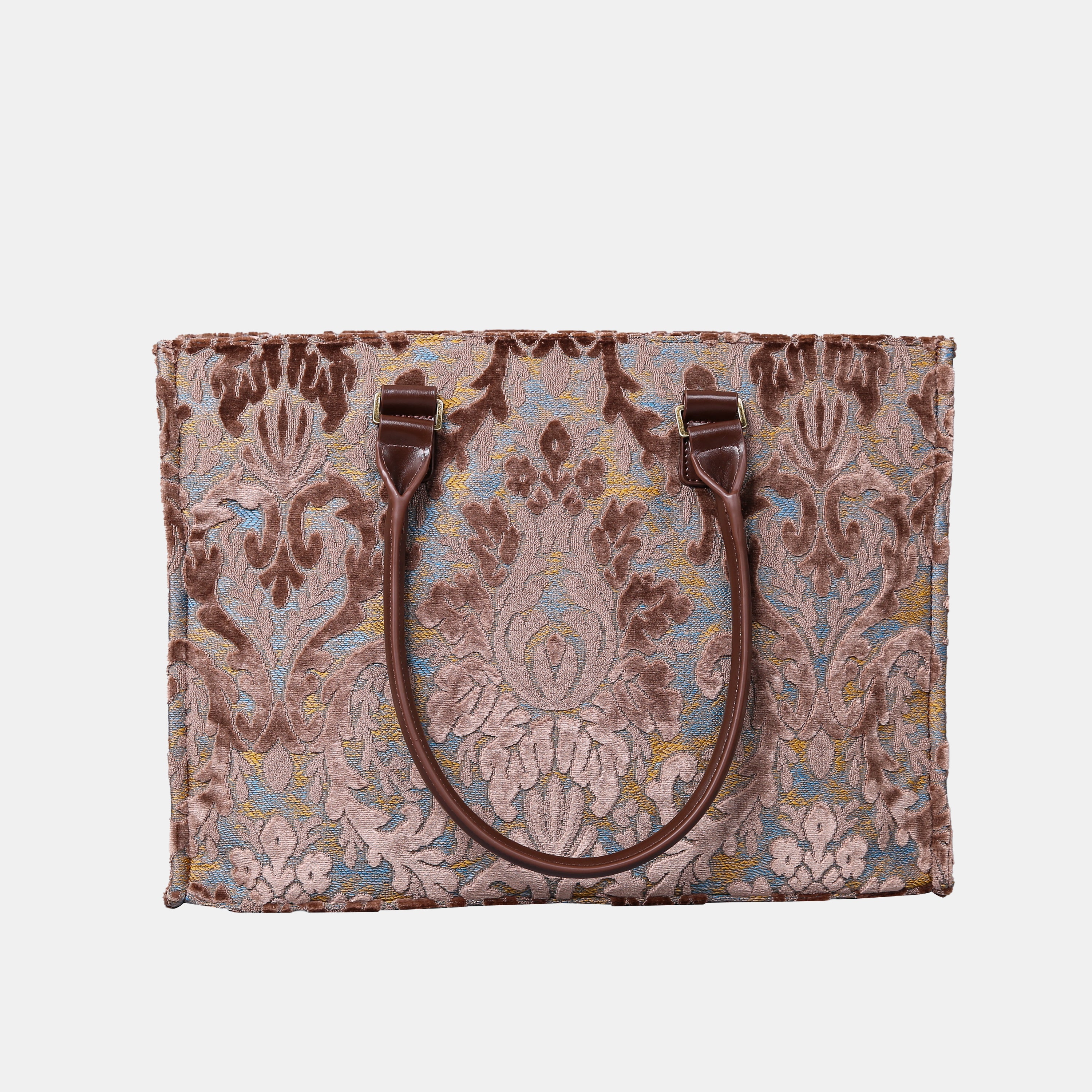 Burnout Velvet Camel Laptop Work Tote MCW Handmade-3