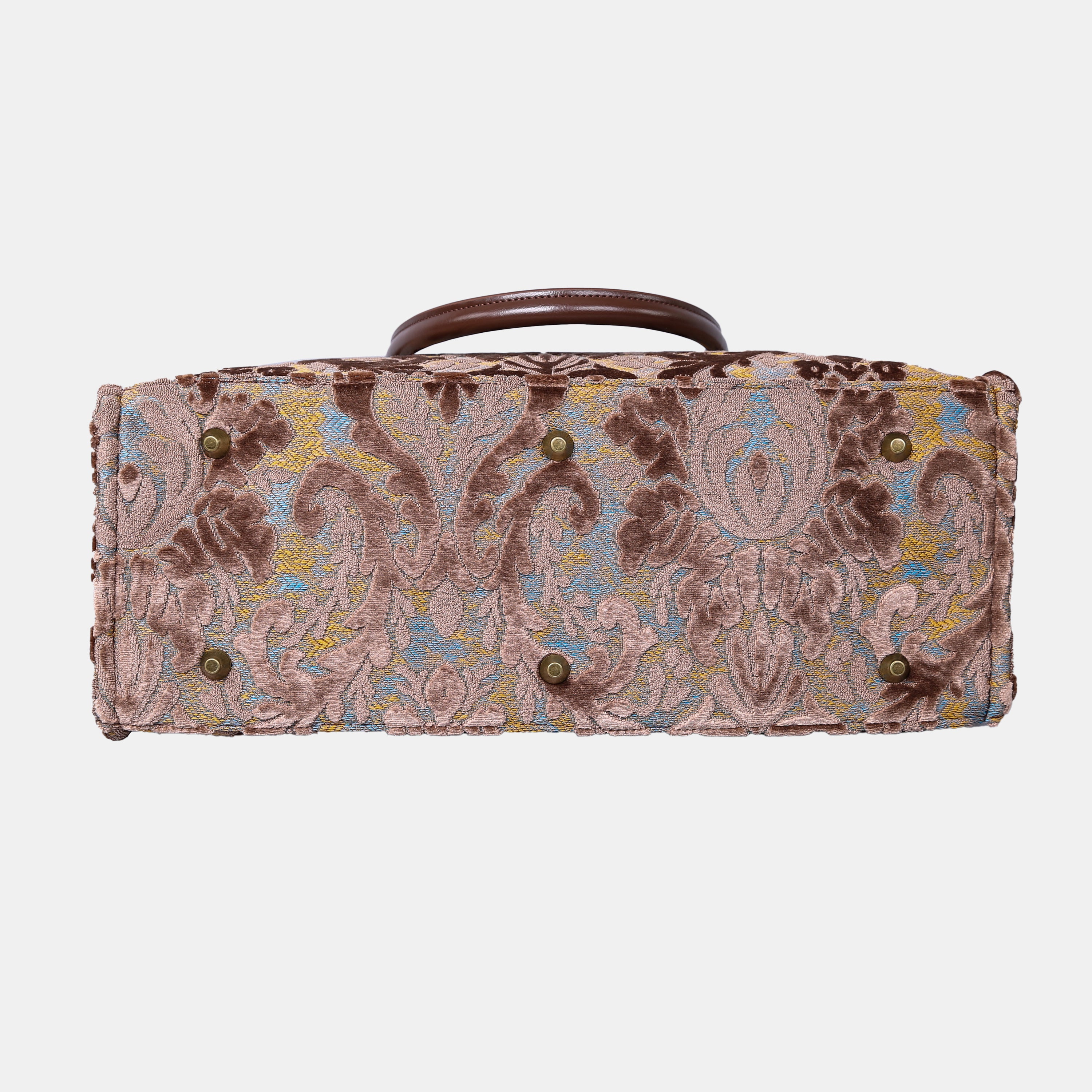 Burnout Velvet Camel Laptop Work Tote MCW Handmade-4