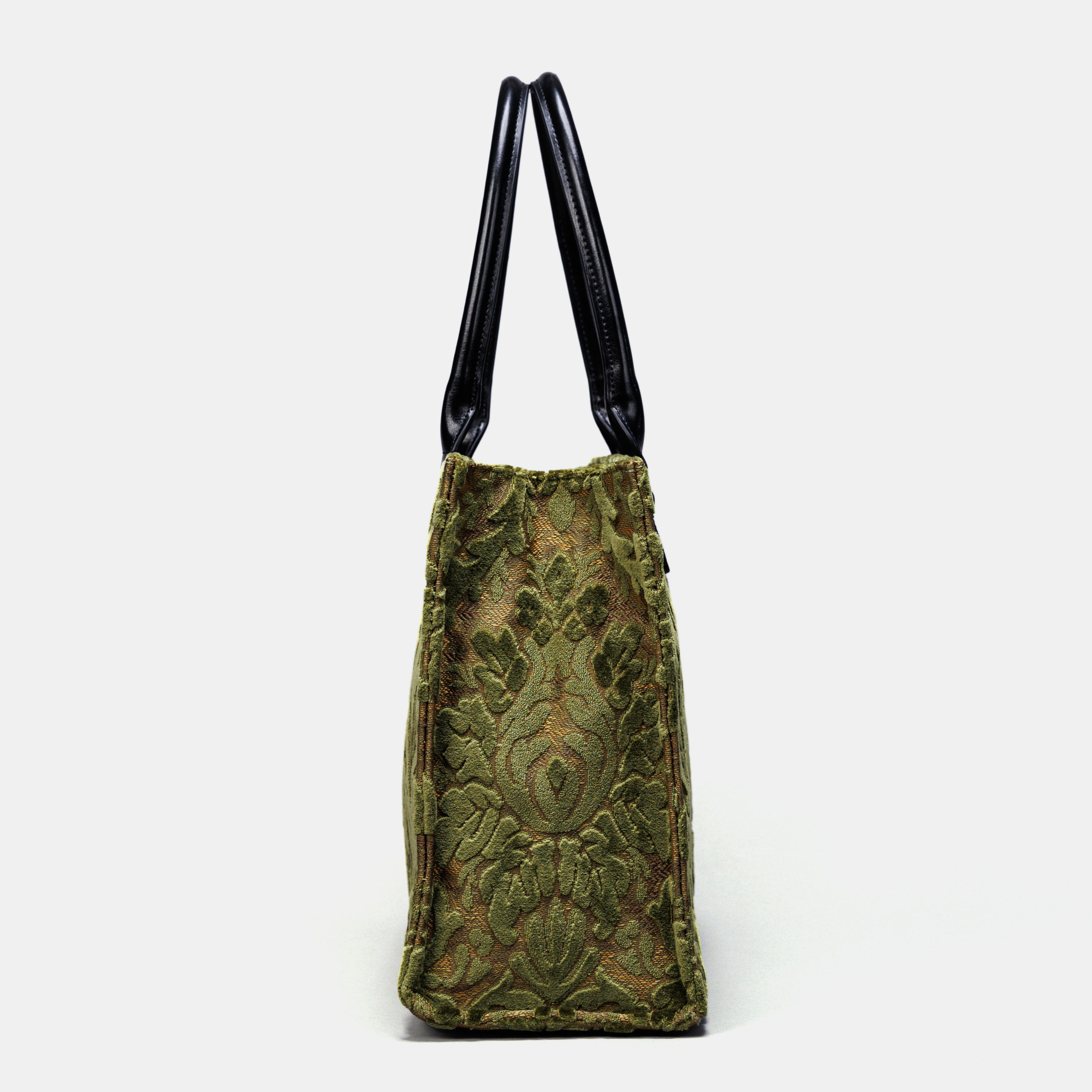 Burnout Velvet Fern Green Laptop Work Tote MCW Handmade-2