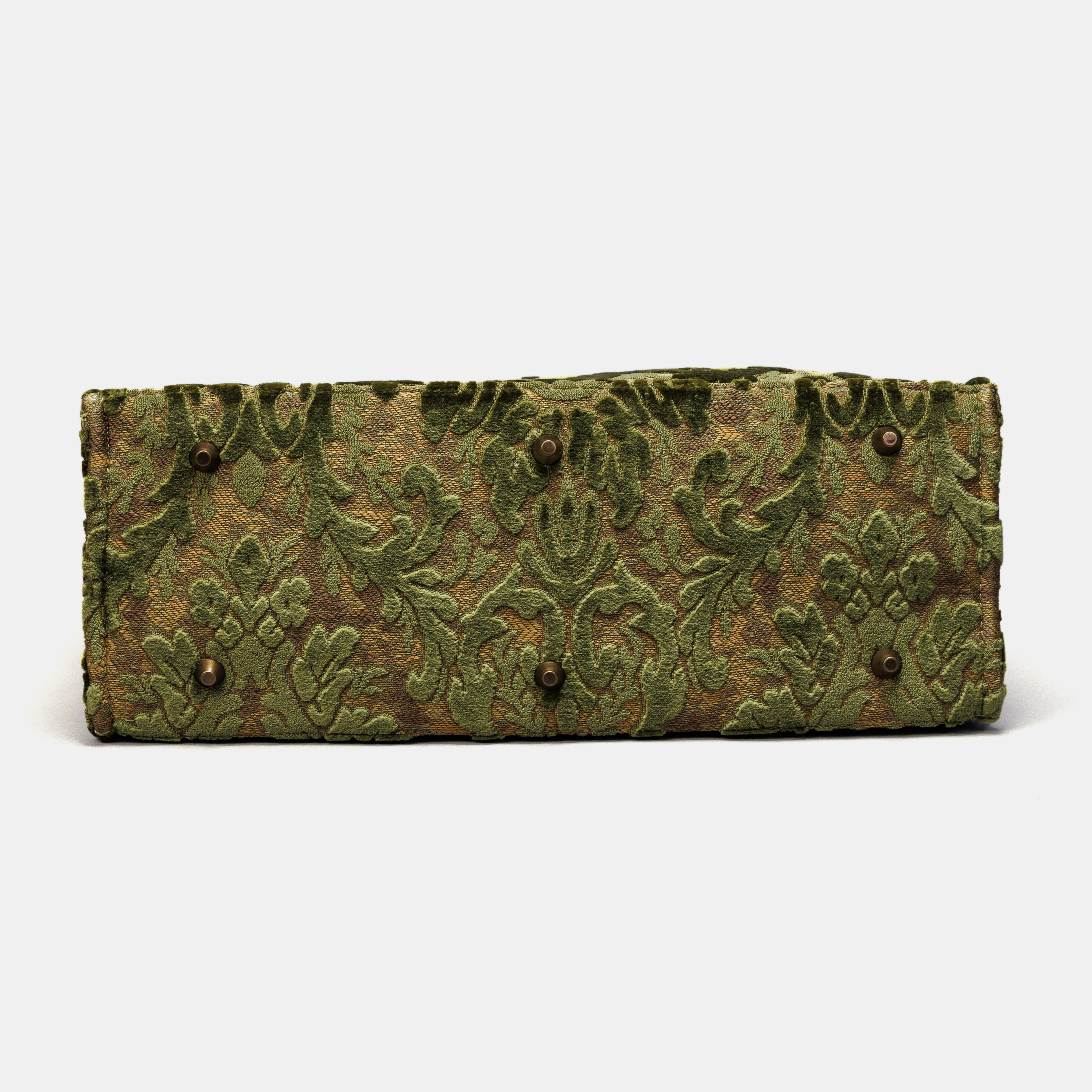 Burnout Velvet Fern Green Laptop Work Tote MCW Handmade-5