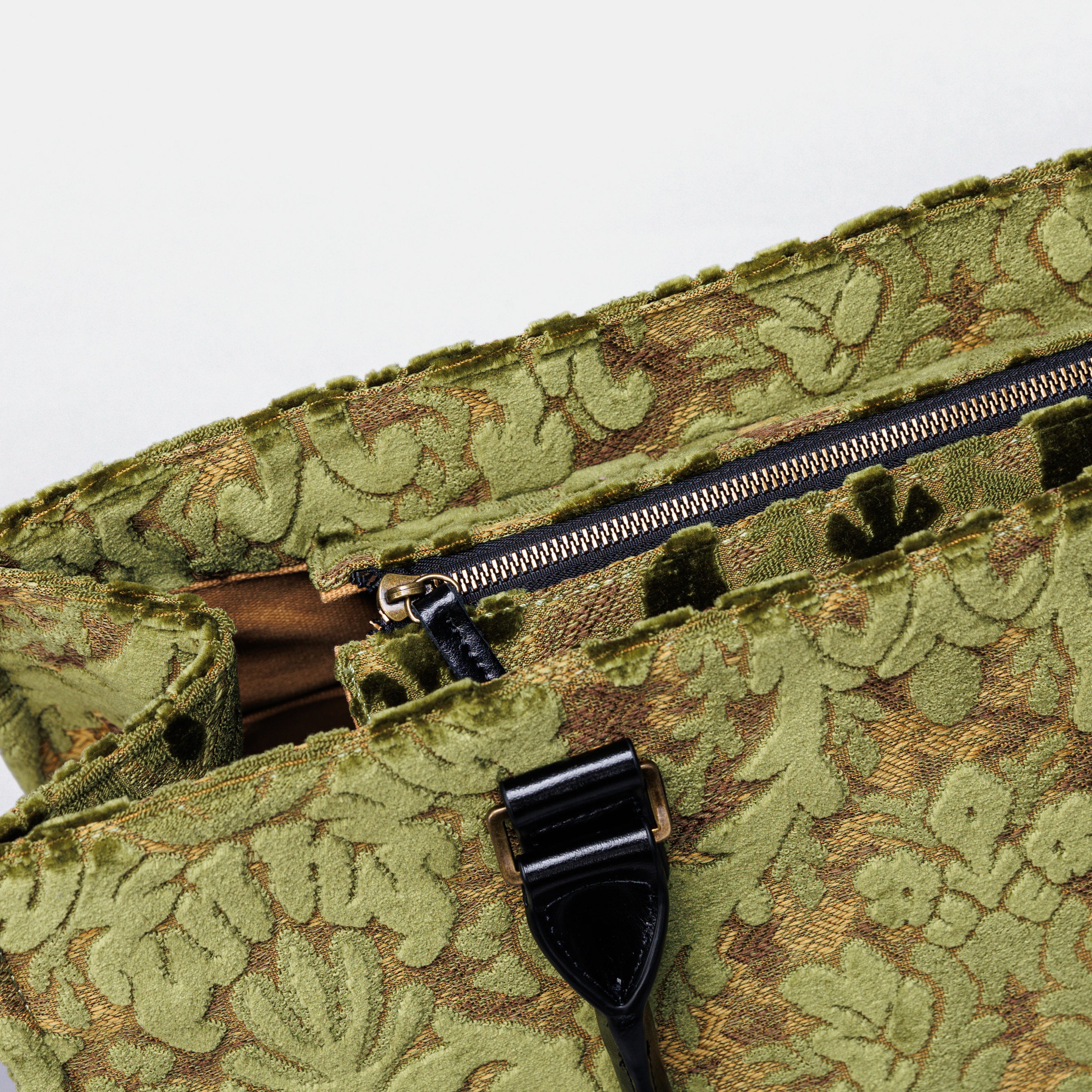 Burnout Velvet Fern Green Laptop Work Tote MCW Handmade-4
