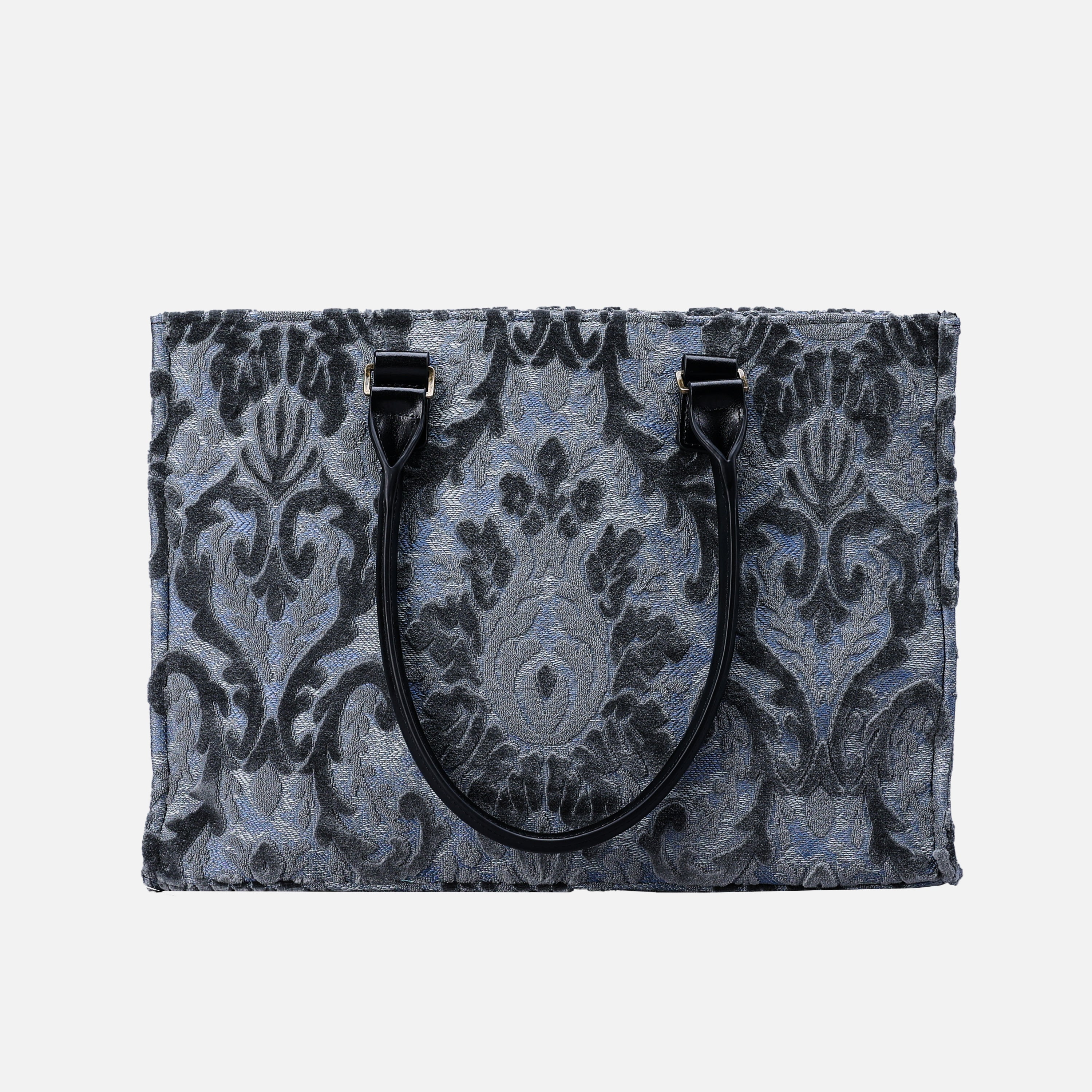 Burnout Velvet Steel Blue Laptop Work Tote  MCW Handmade-1