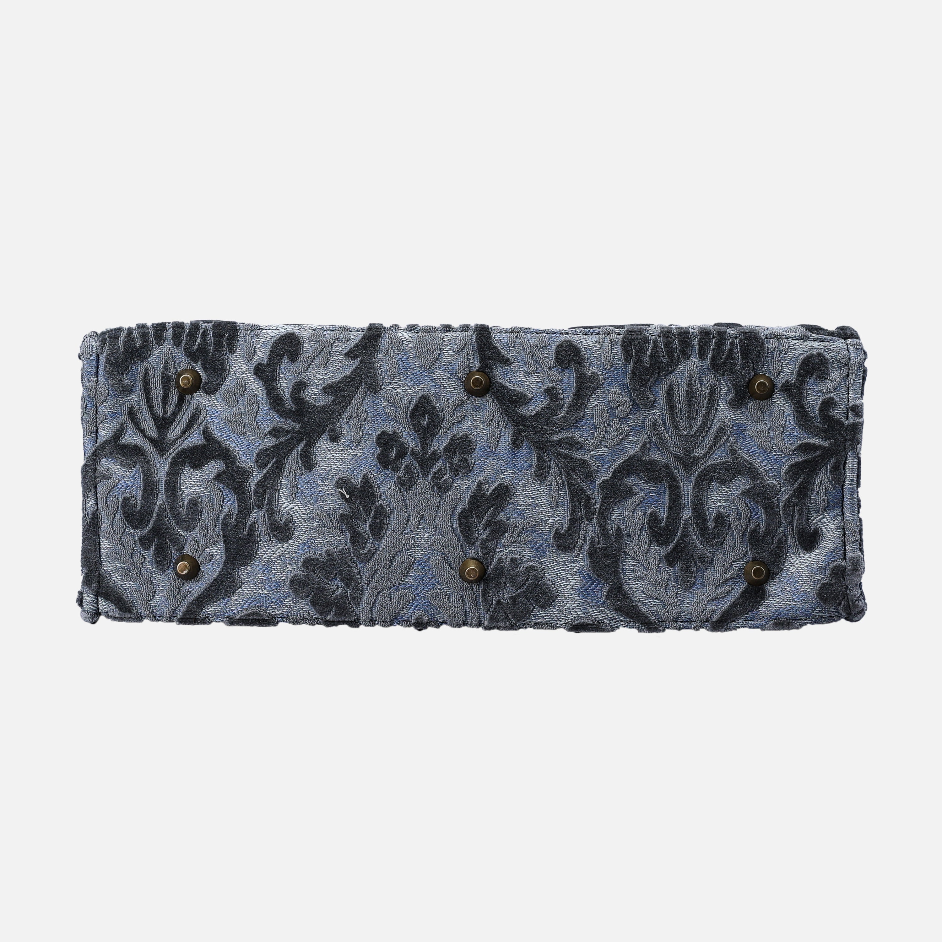 Burnout Velvet Steel Blue Laptop Work Tote  MCW Handmade-4