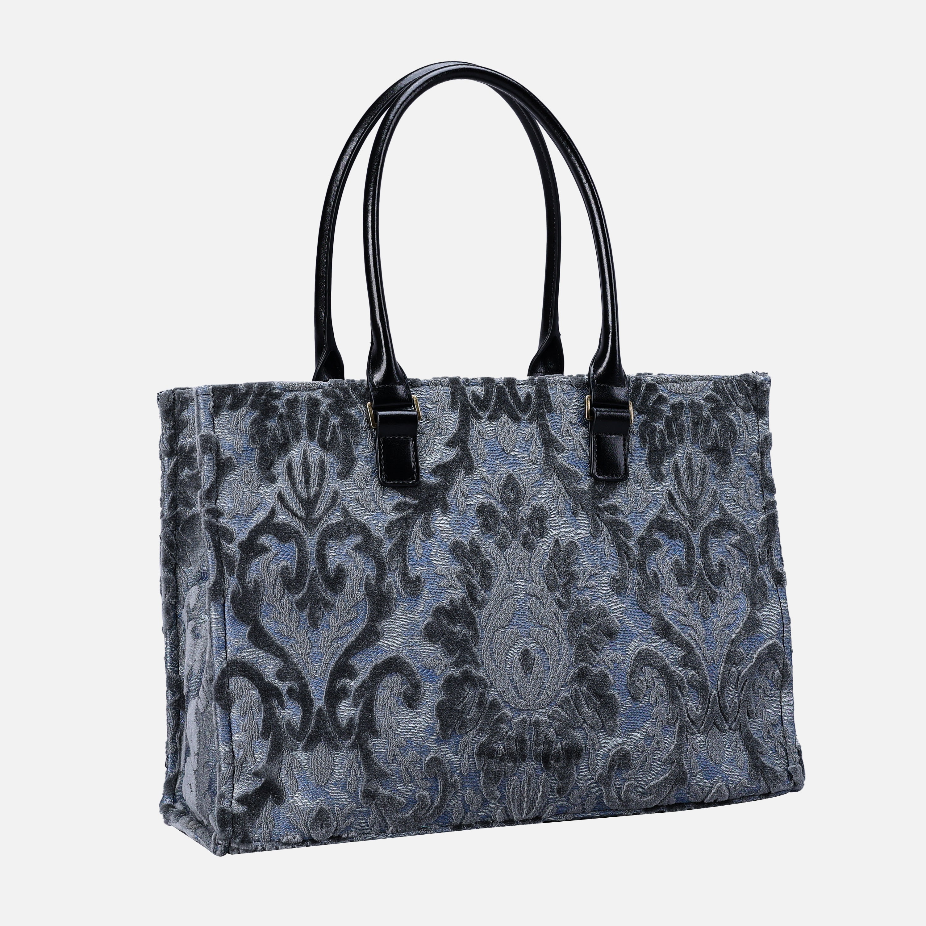 Burnout Velvet Steel Blue Laptop Work Tote  MCW Handmade-2