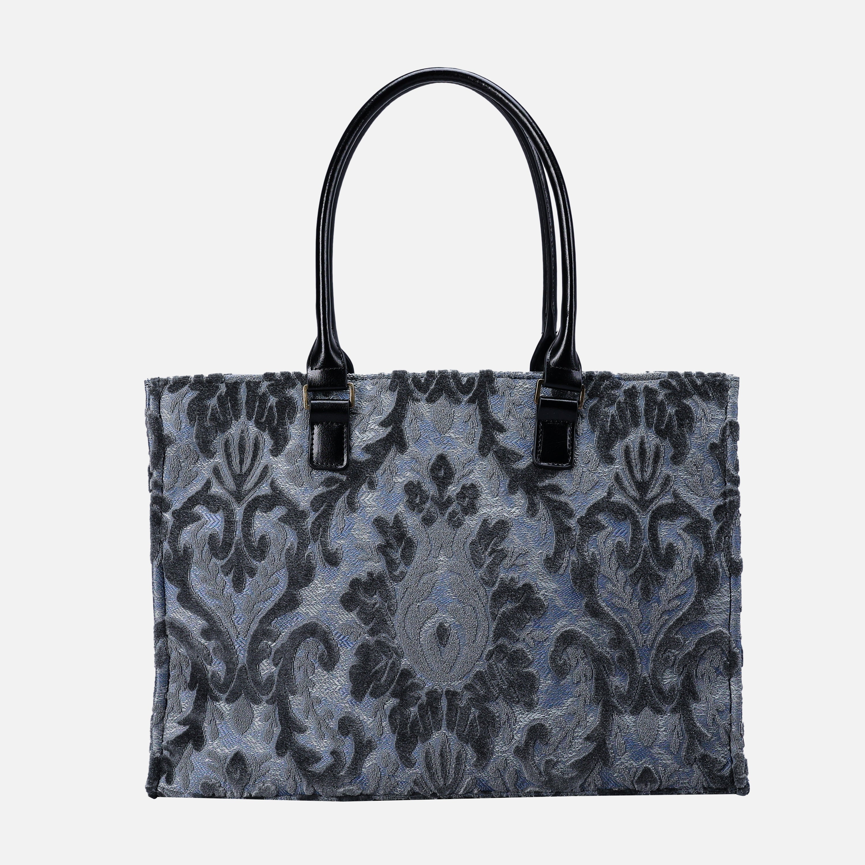 Burnout Velvet Steel Blue Laptop Work Tote  MCW Handmade