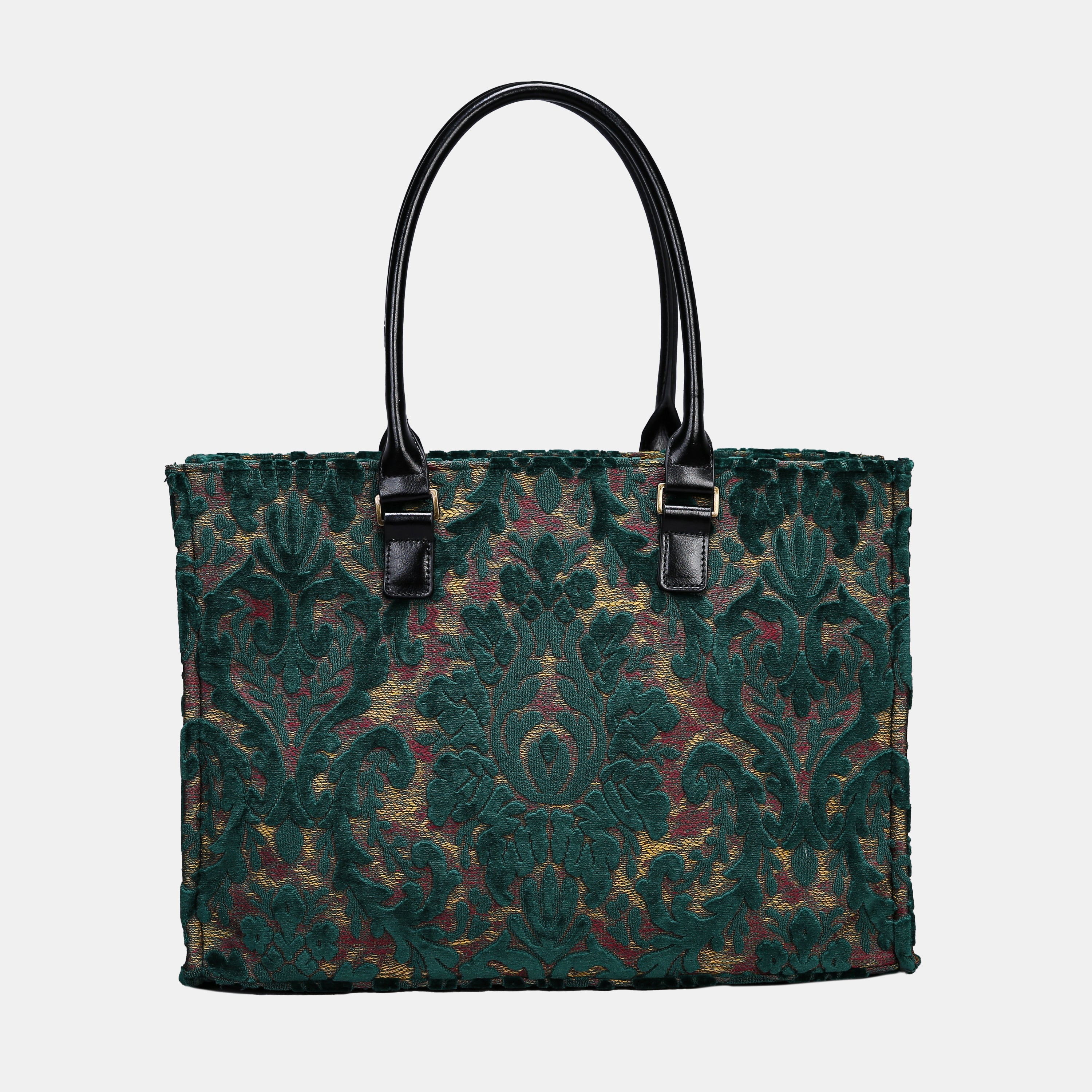 Burnout Velvet Jade Green Laptop Work Tote MCW Handmade