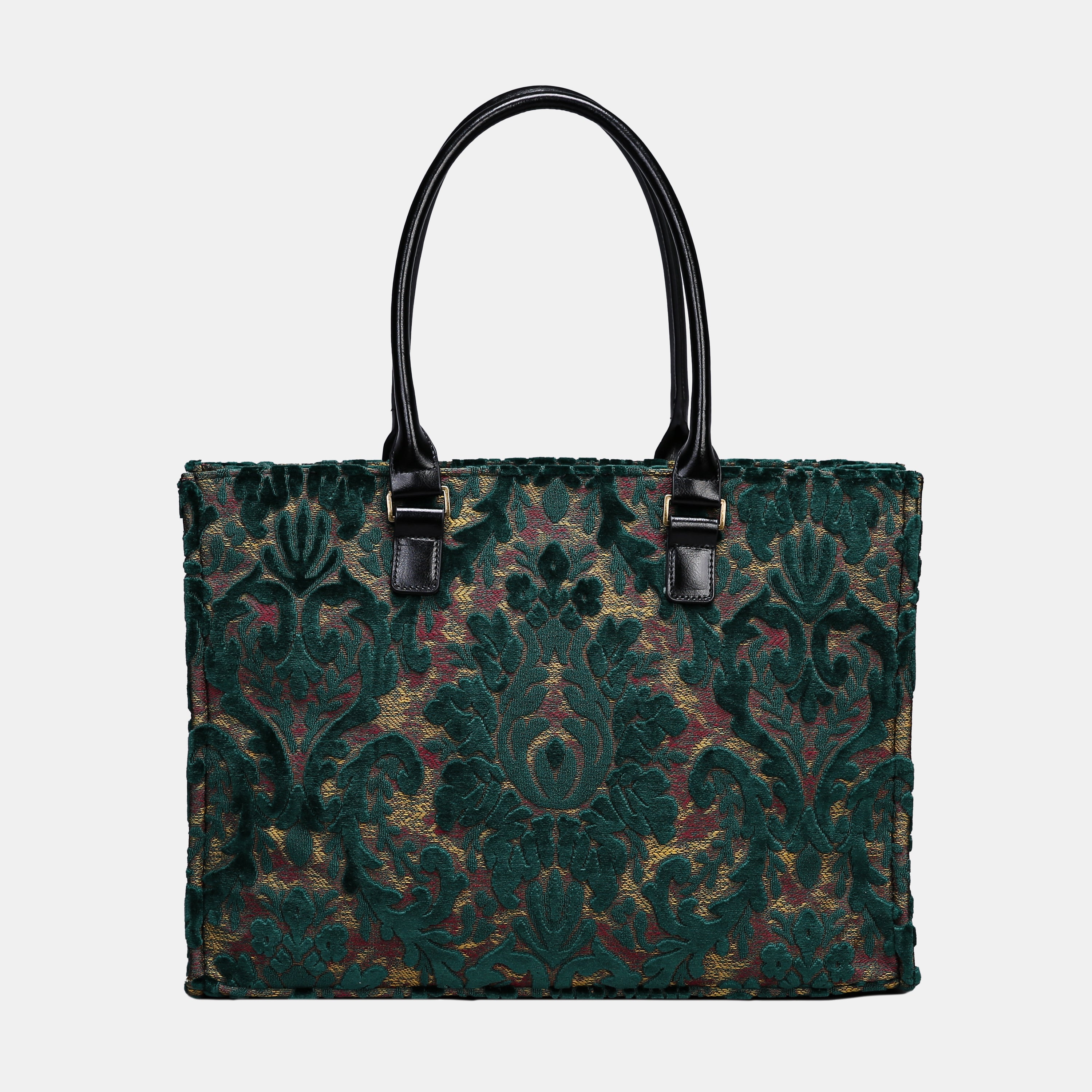 Burnout Velvet Jade Green Laptop Work Tote MCW Handmade-3